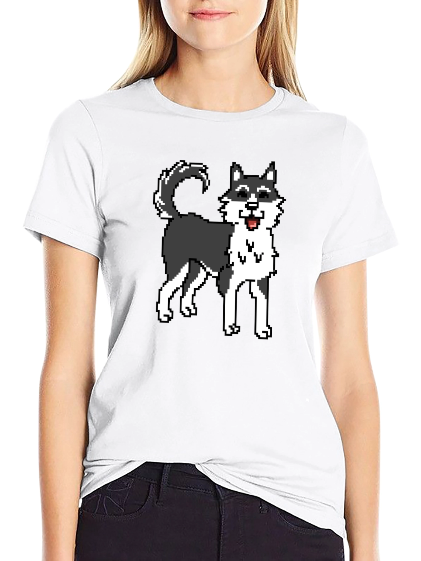 Black Pixel Husky Graphic Tee - Black view 9