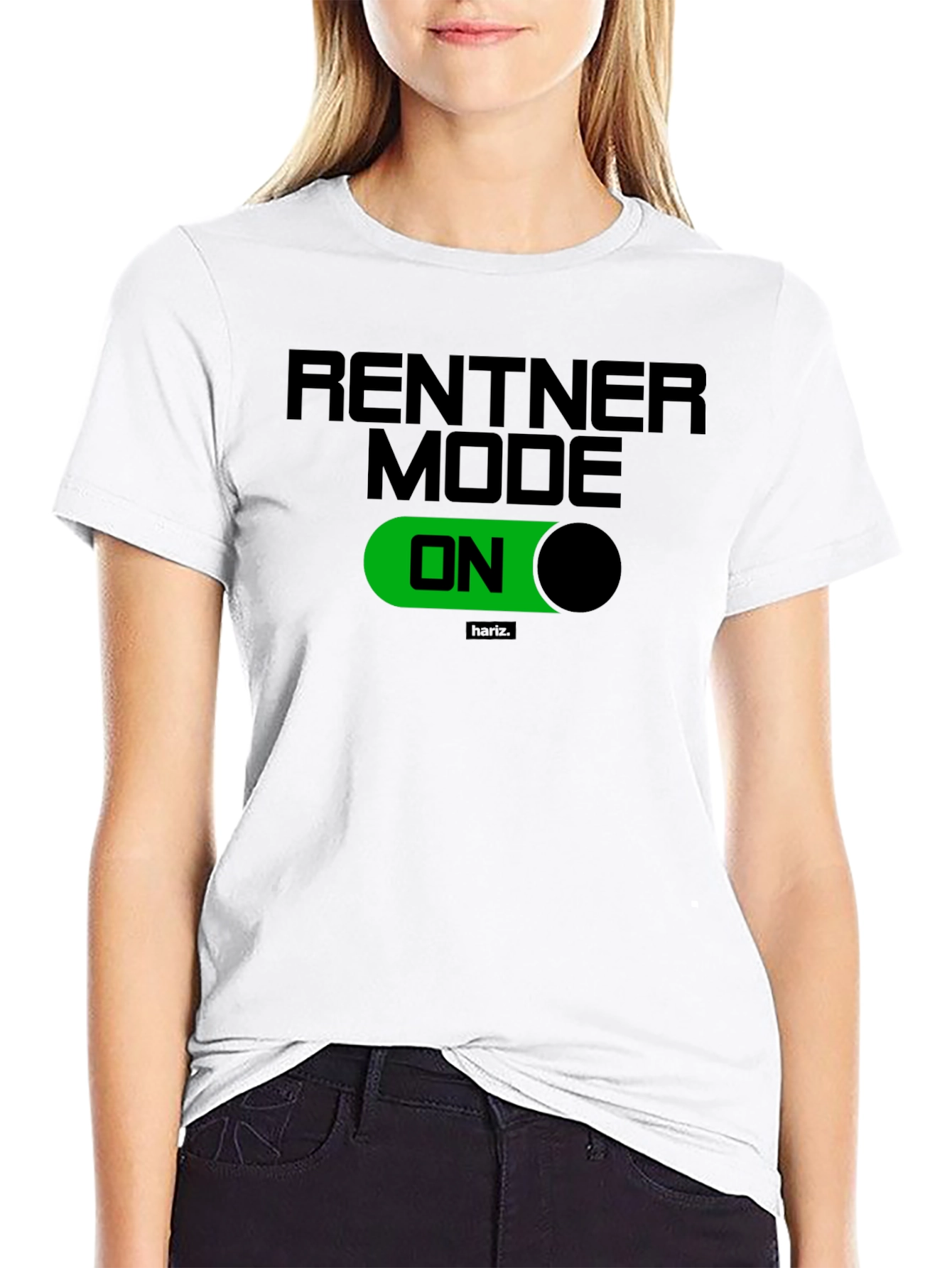 Black Rentner Mode ON Black T-Shirt - Relaxed Retirement Style view 9