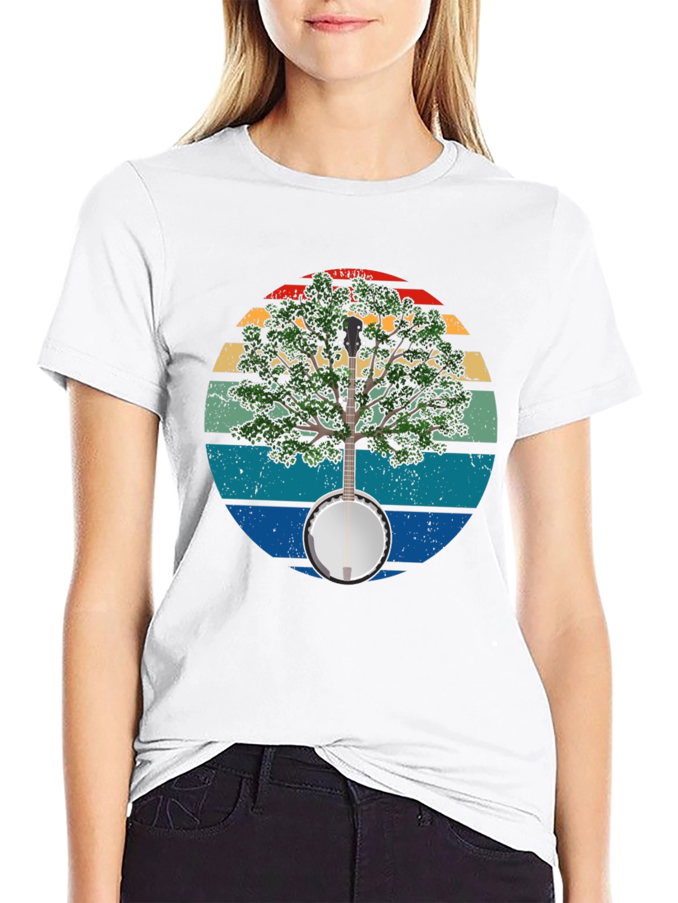 Black Banjo Tree Graphic T-Shirt view 9