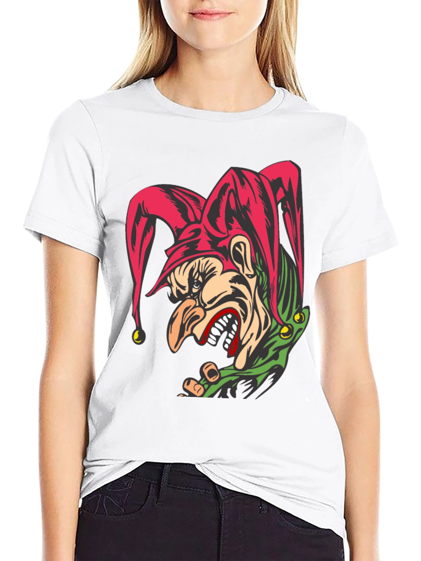 Black Evil Jester Graphic Tee - Black Cotton T-Shirt view 9