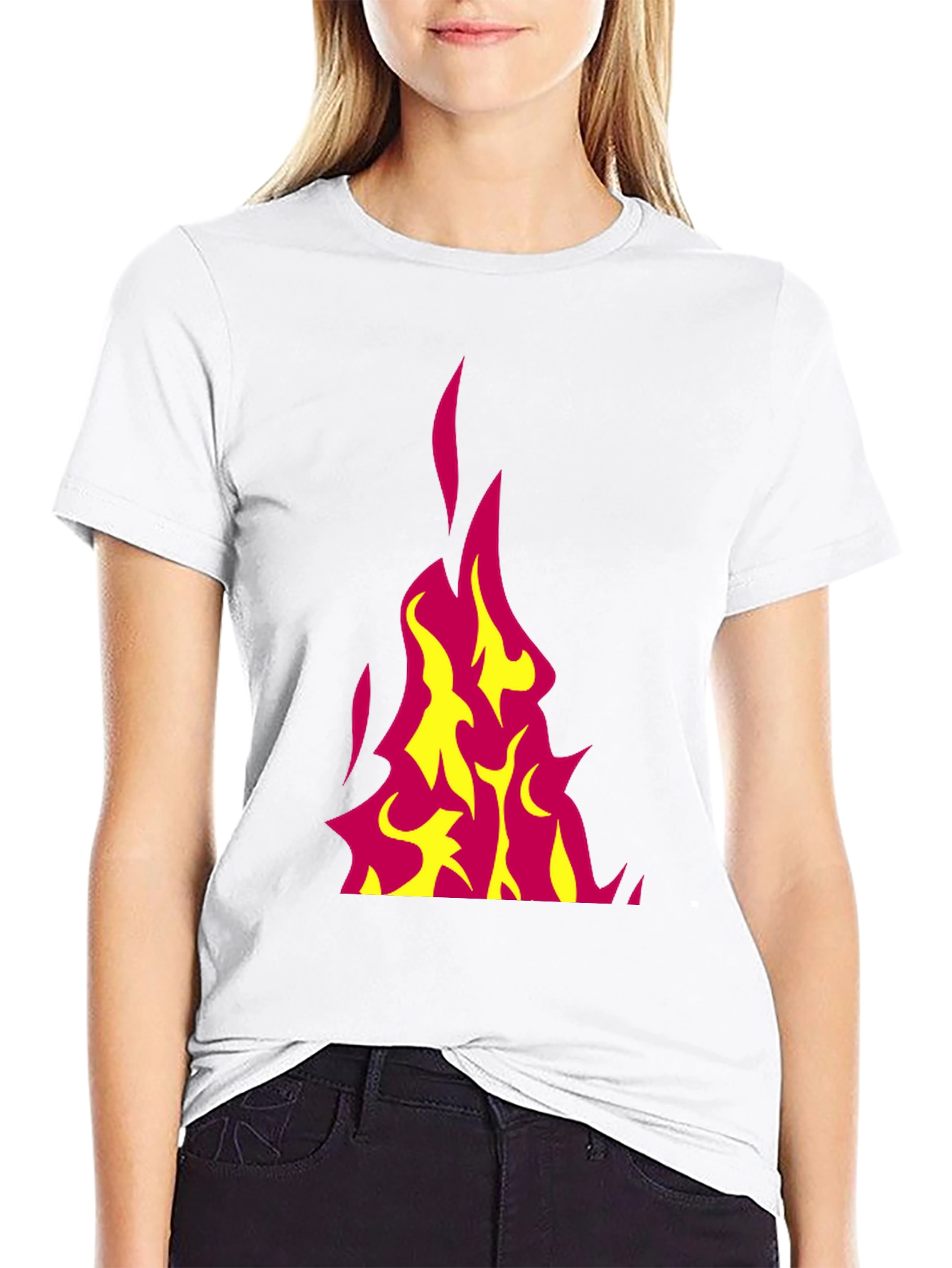 Black Flaming Hot Graphic Tee - Black Cotton T-Shirt view 9