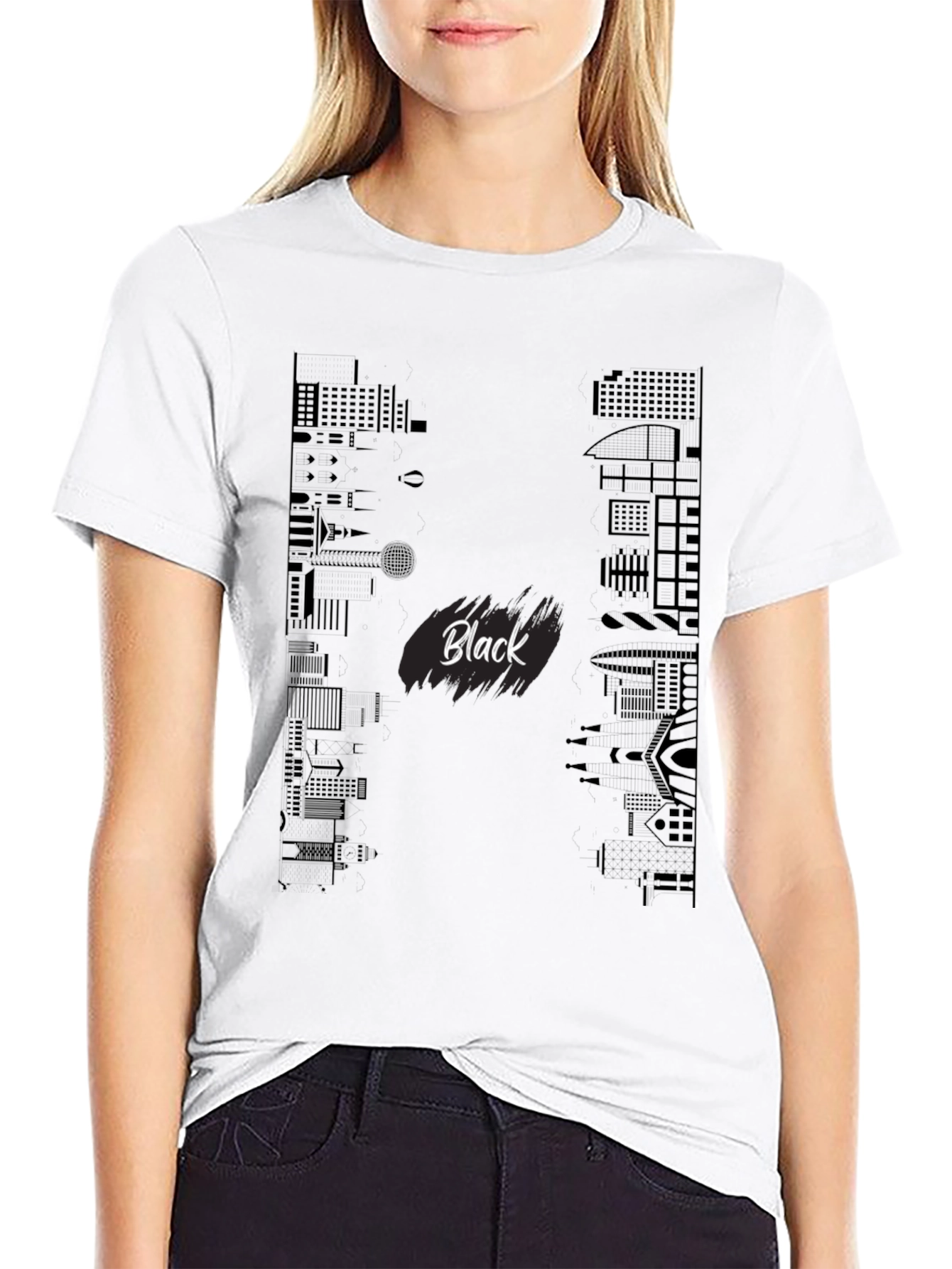 Black Black Cityscape Graphic Tee view 9