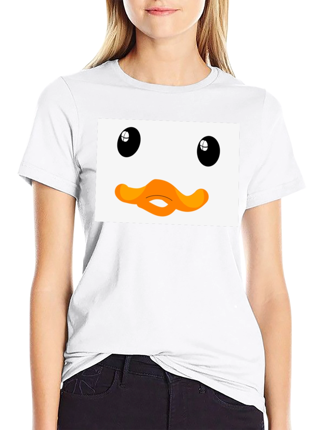 Black Duck Face Graphic Black Tee - Funny Cartoon Style view 9