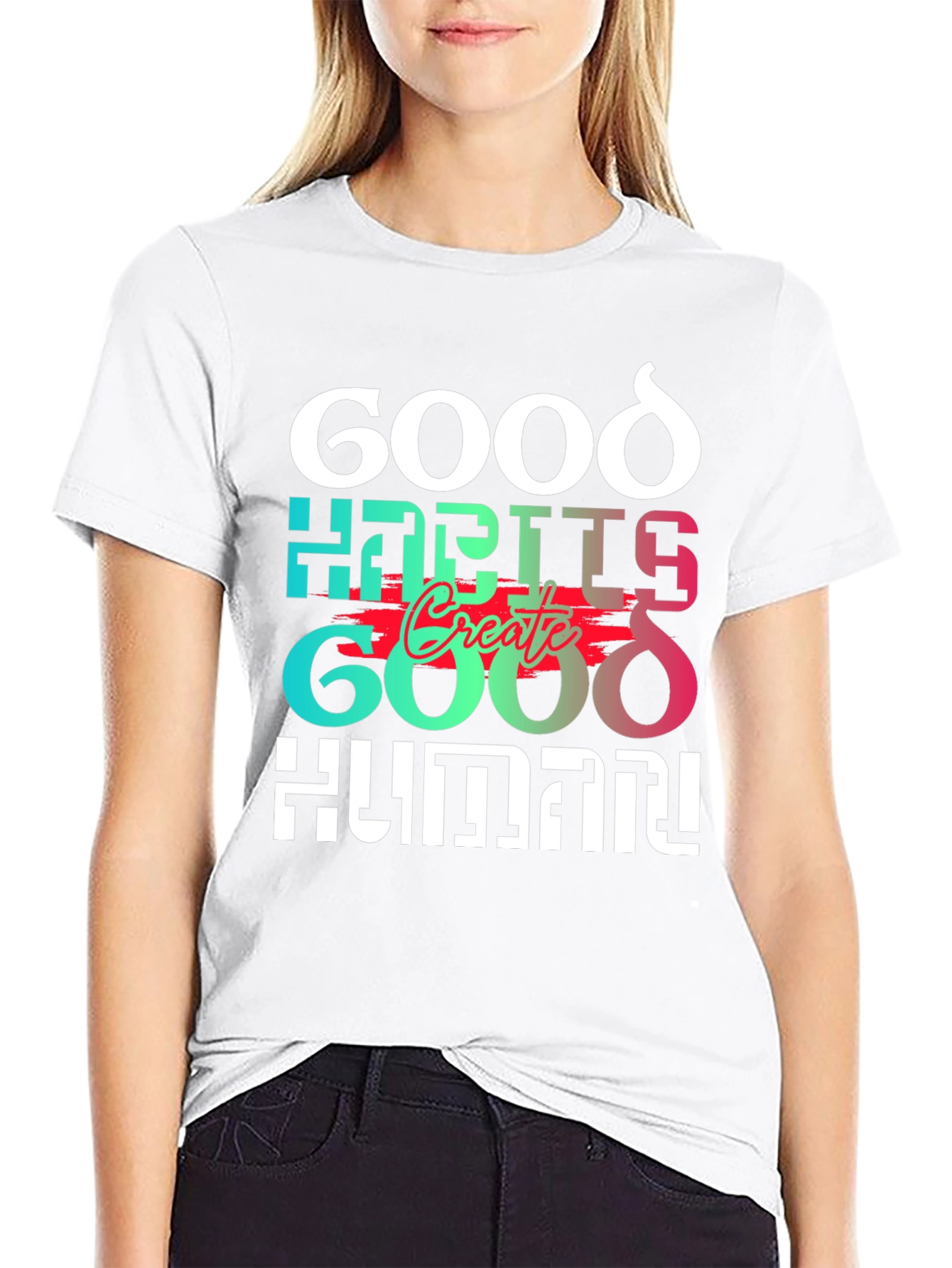 Black Good Habits Create Good Human T-Shirt view 9