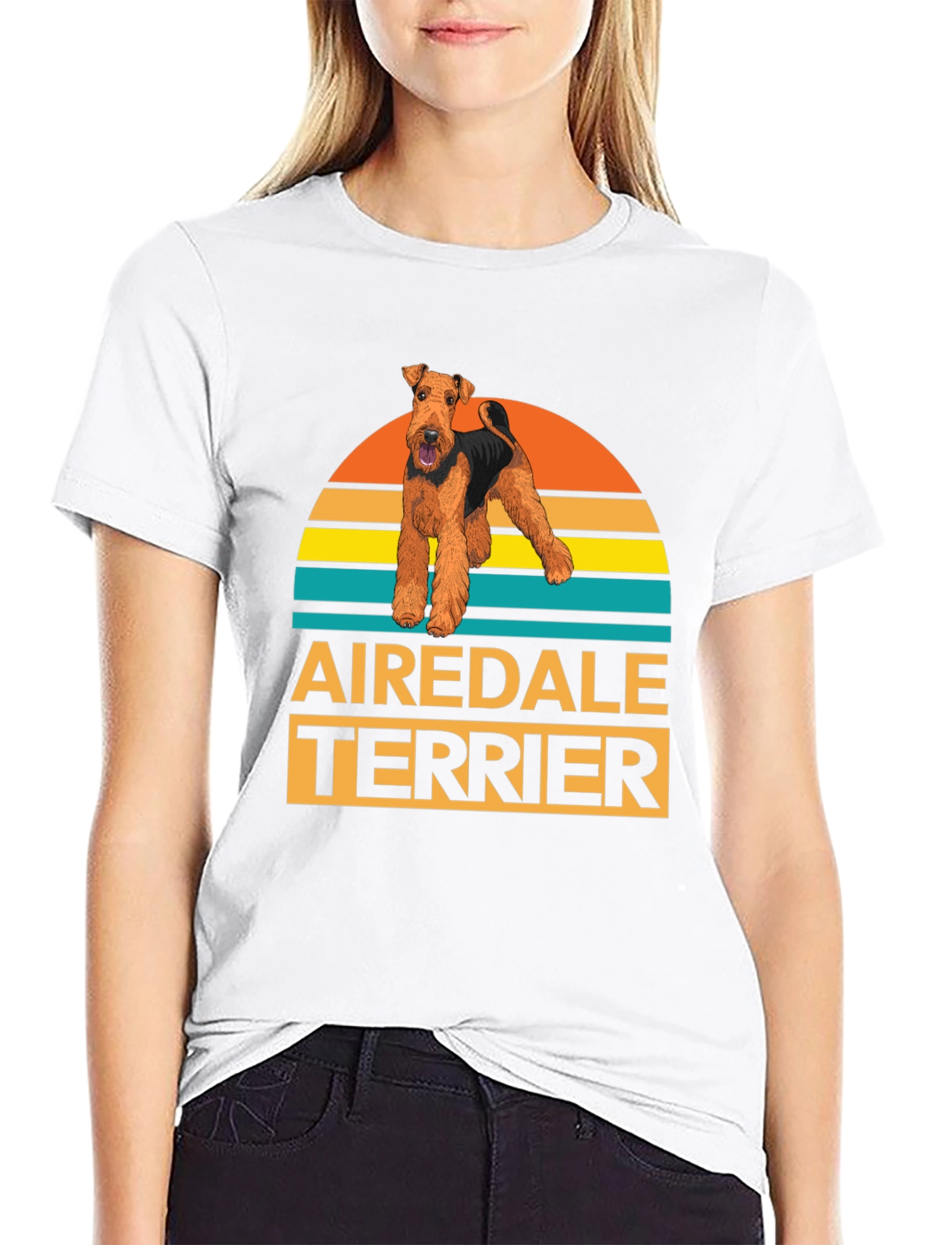 Black Airedale Terrier Dog Graphic T-Shirt view 9