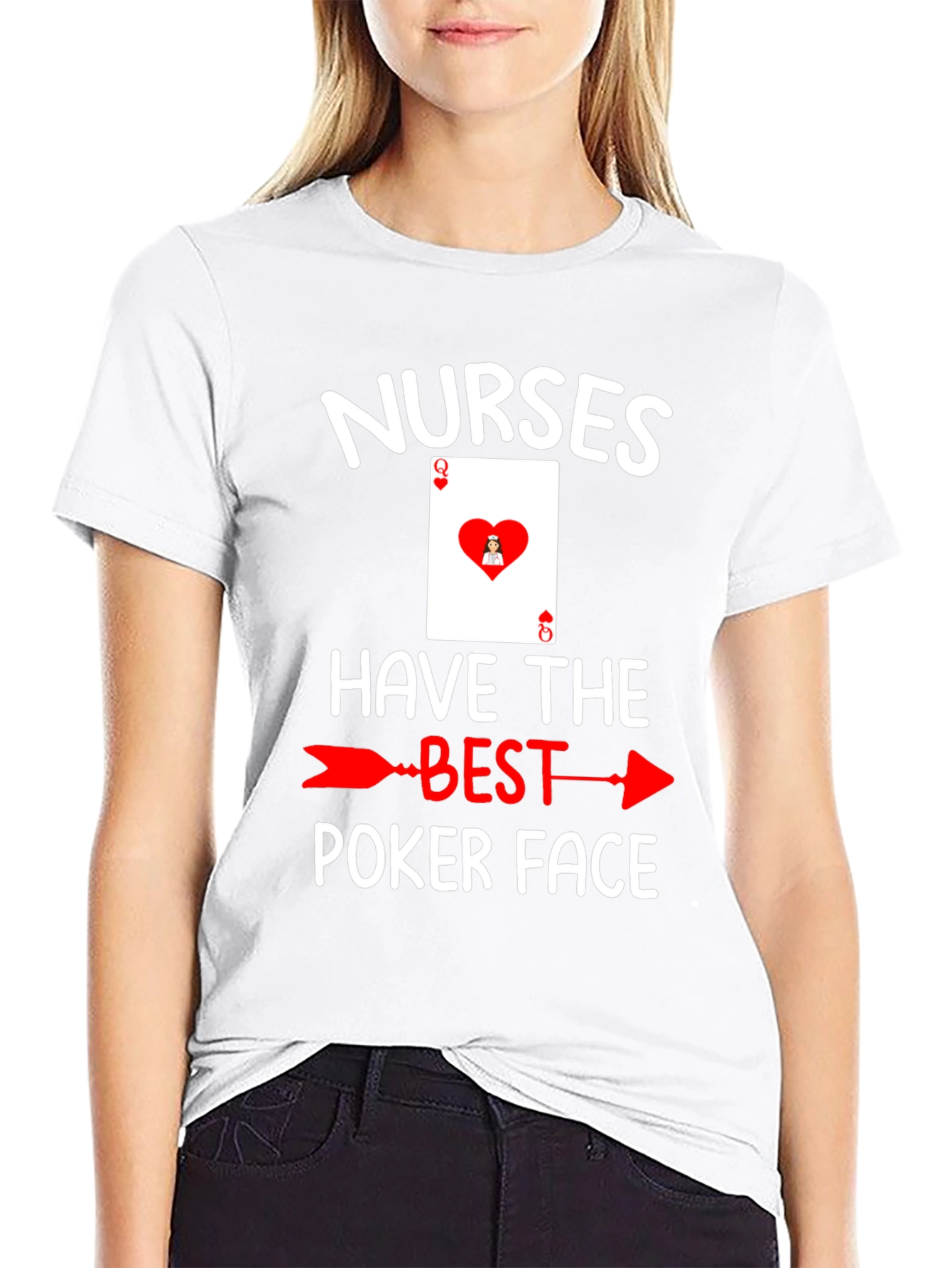 Black Nurses Poker Face T-Shirt view 9