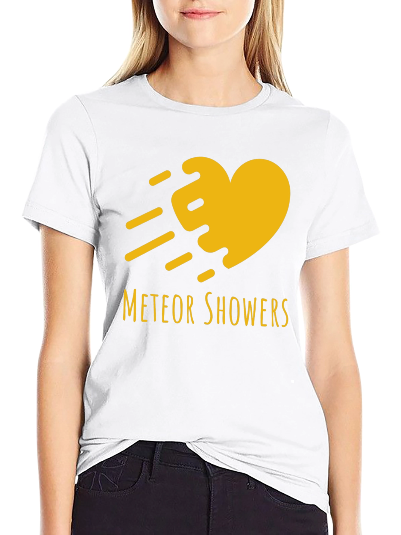 Black Meteor Showers Heart Graphic Black T-Shirt view 9