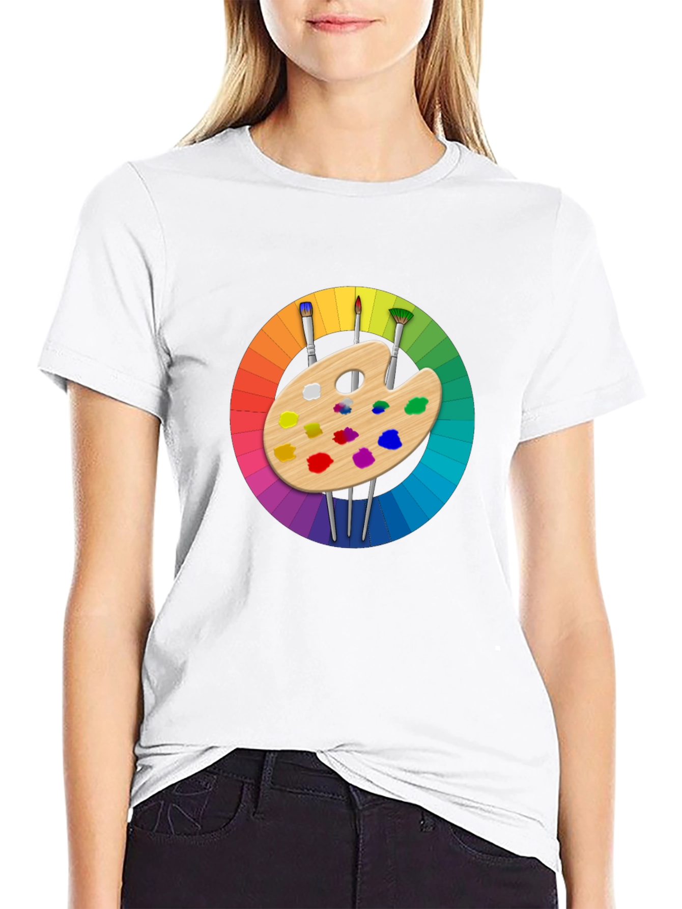 Black Colorful Artist Palette Graphic T-Shirt view 9