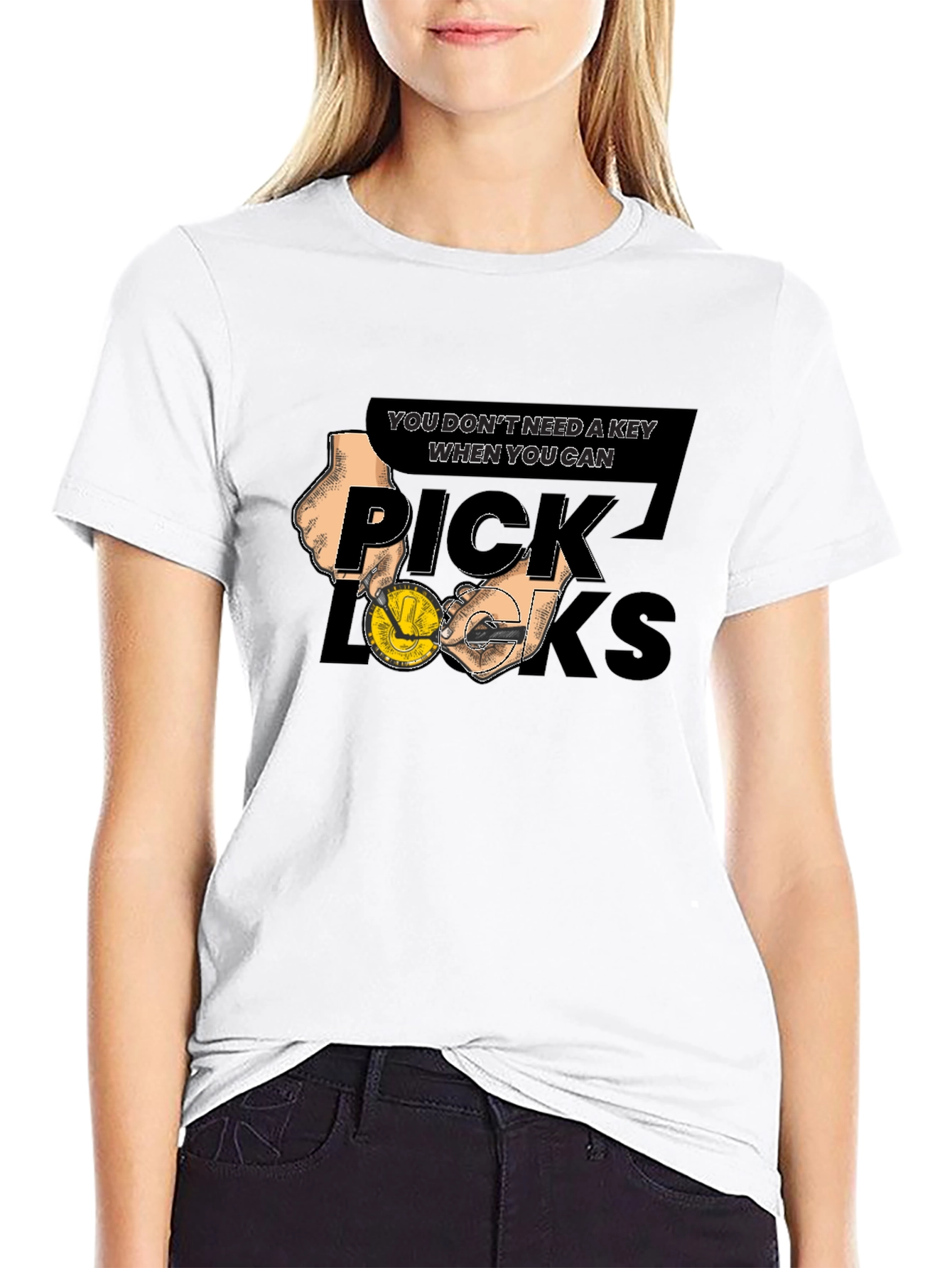 Black Pick Locks Graphic Tee - No Key Needed T-Shirt view 9