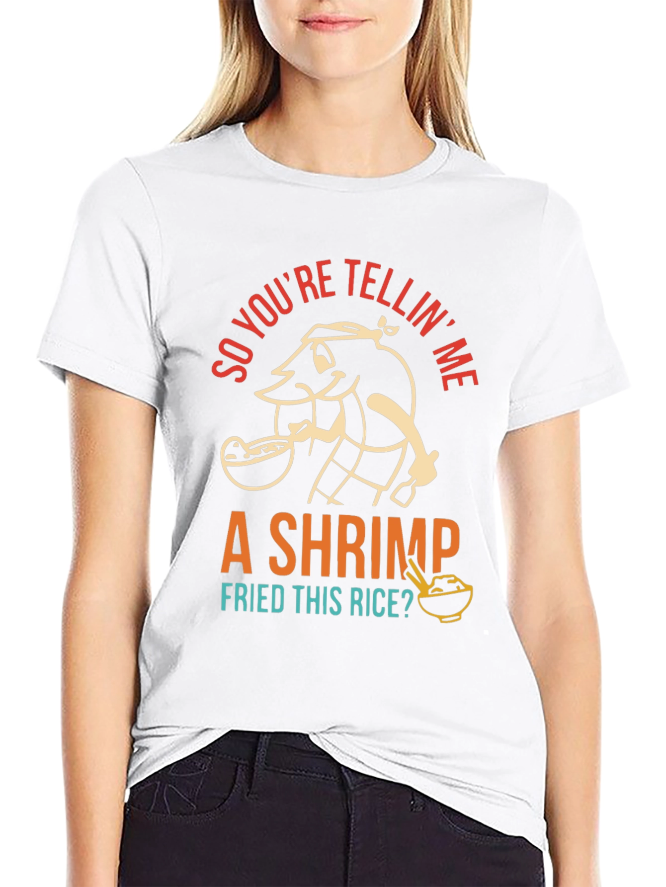 Black Shrimp Fried Rice T-Shirt - Funny Foodie Tee view 9