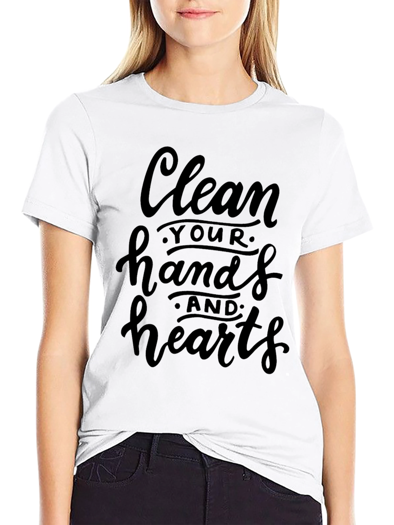Black Clean Hands & Hearts Graphic Tee view 9