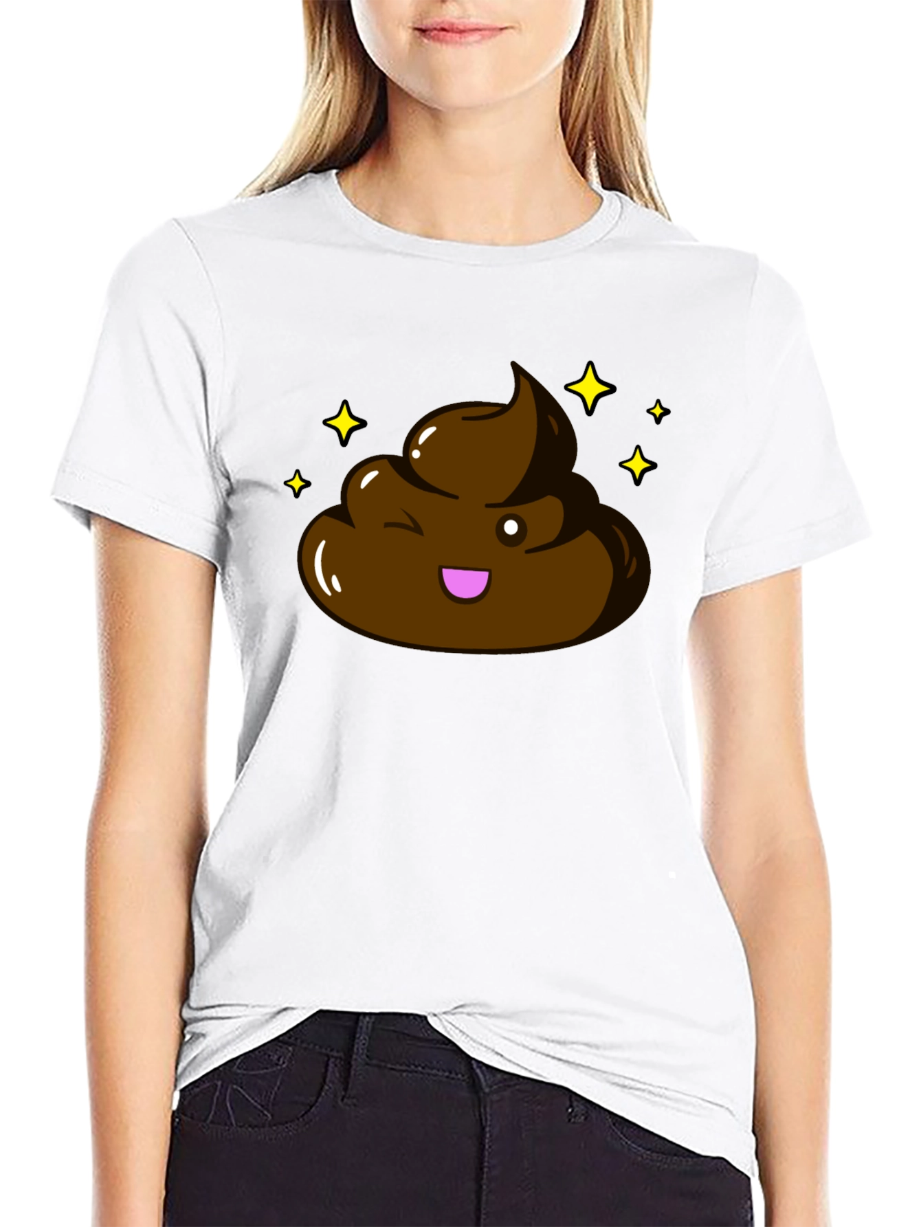 Black Shiny Poop Emoji Graphic T-Shirt - Black view 9