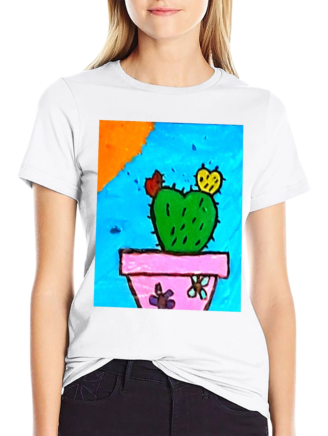 Black Quirky Cactus Graphic T-Shirt view 9