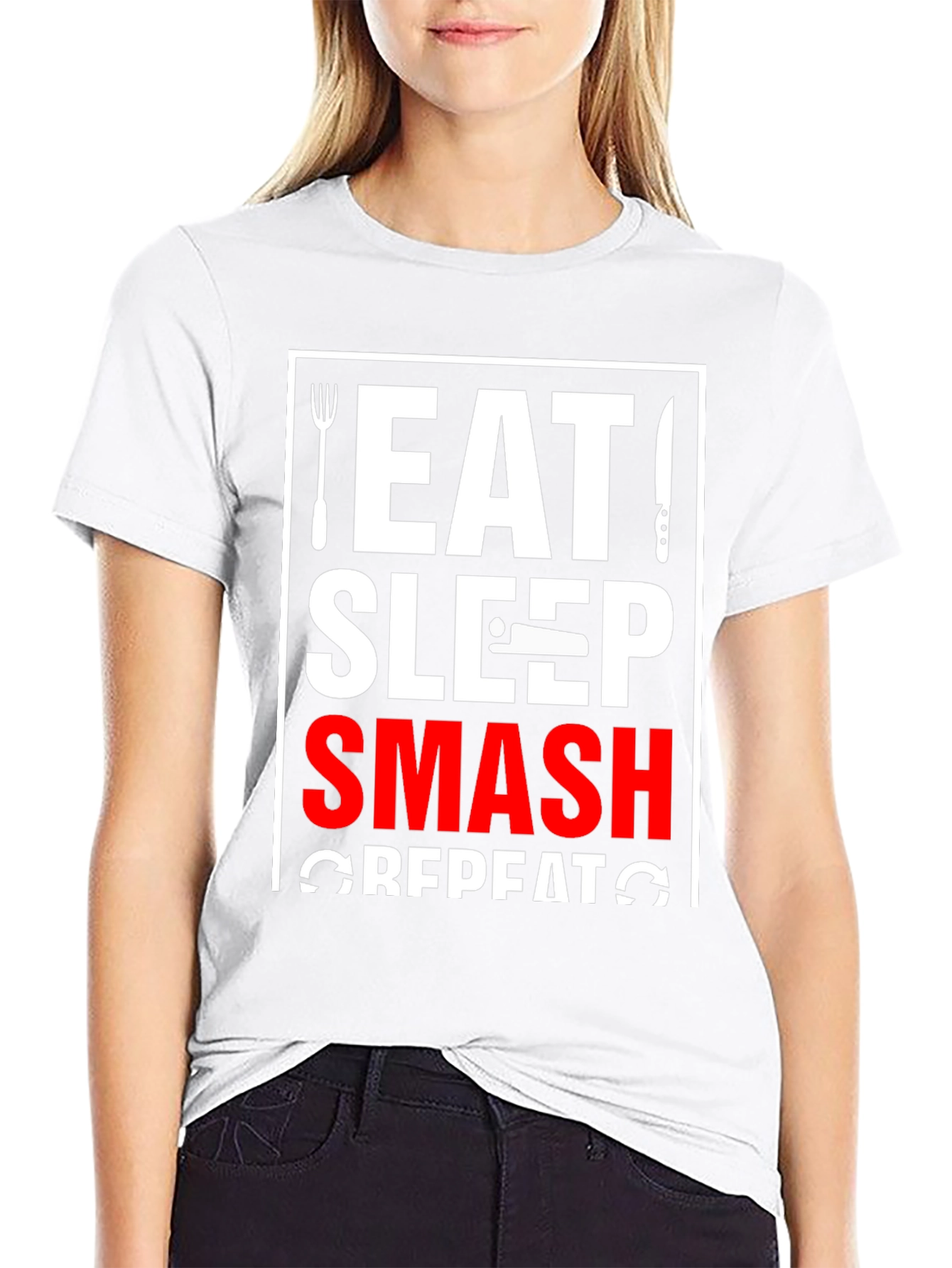 Black Eat Sleep Smash Repeat T-Shirt view 9
