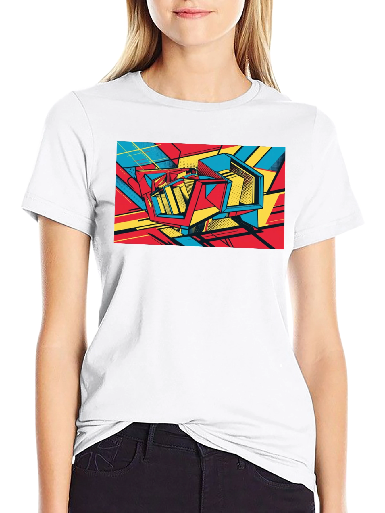 Black Abstract Graphic Print Black T-Shirt view 9