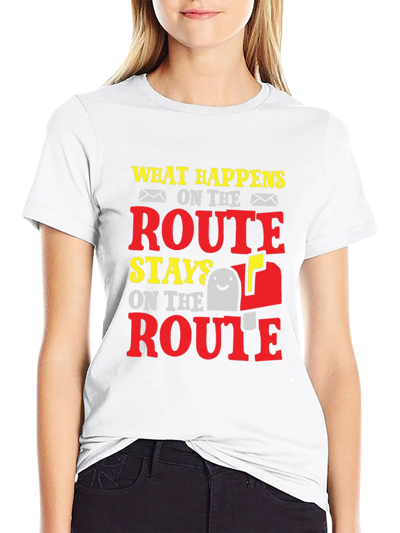 Black Funny Mail Carrier T-Shirt: What Happens on Route view 9