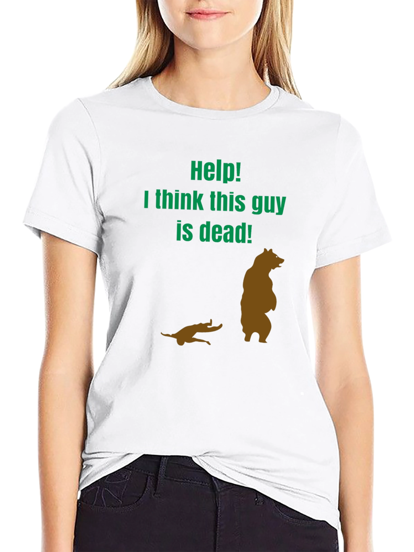 Black Humorous 'Help! This Guy is Dead' Graphic Tee view 9