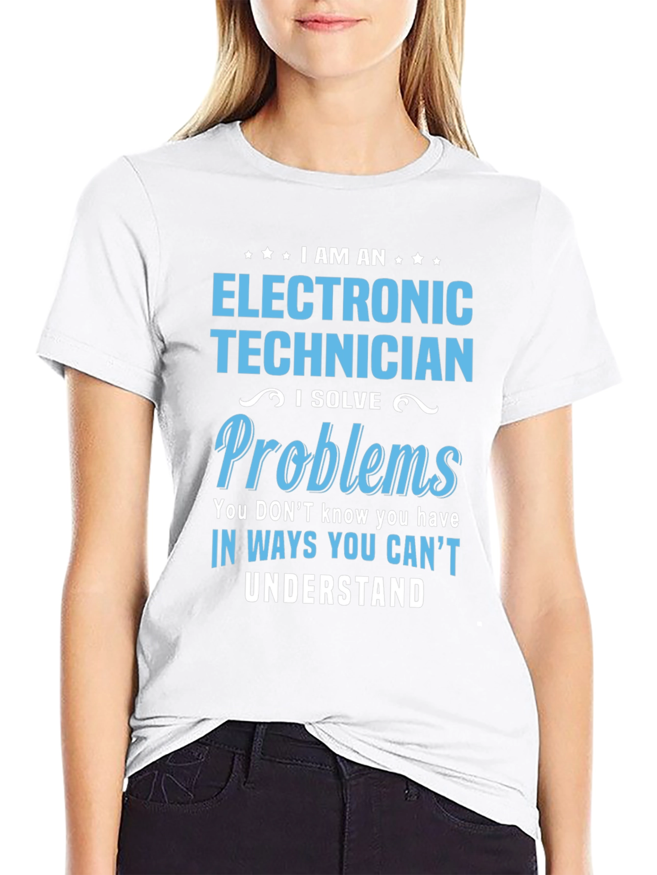 Black Electronic Technician T-Shirt - I Solve Problems view 9