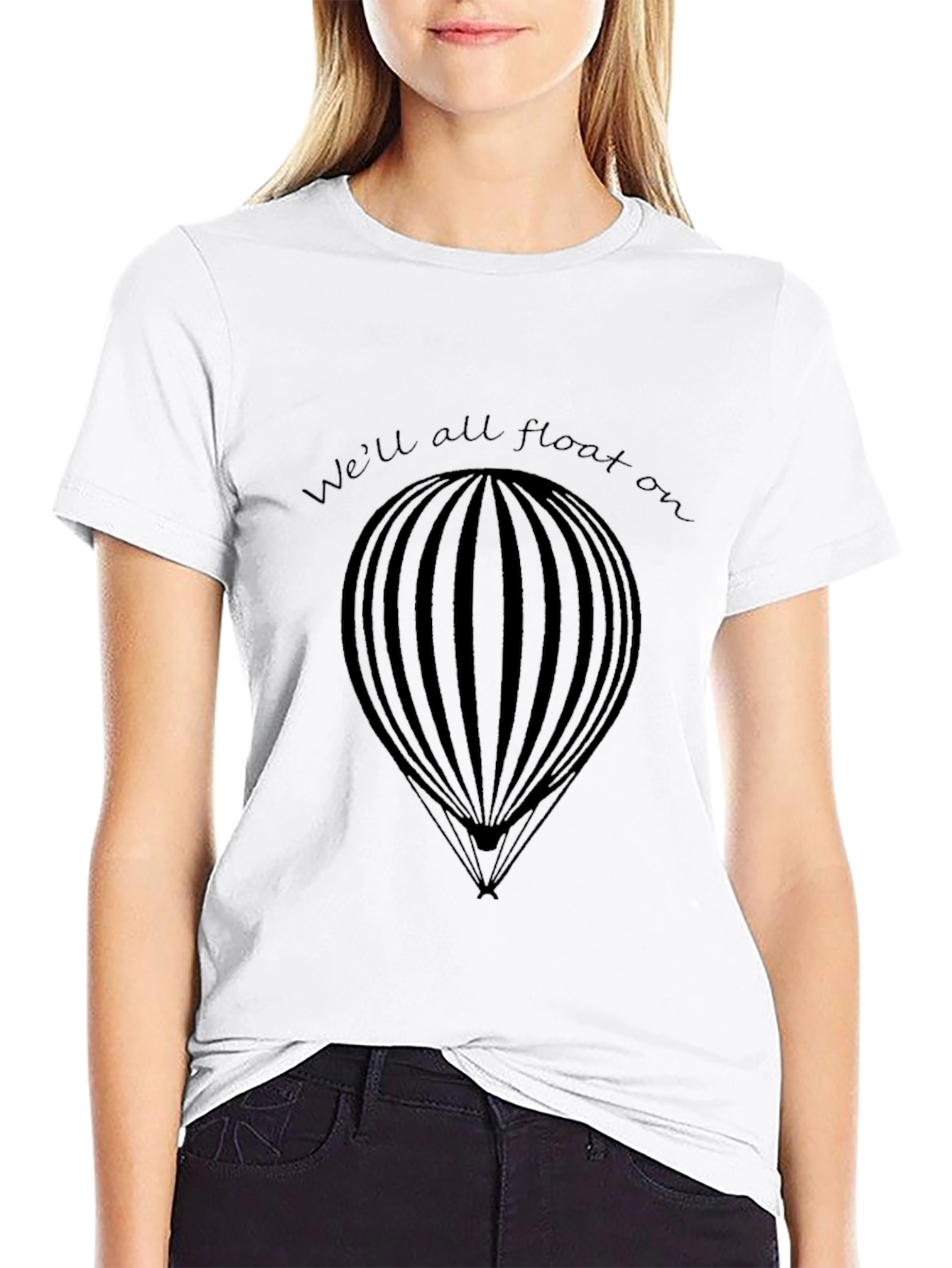 Black We'll All Float On Hot Air Balloon Graphic Tee - Black view 9