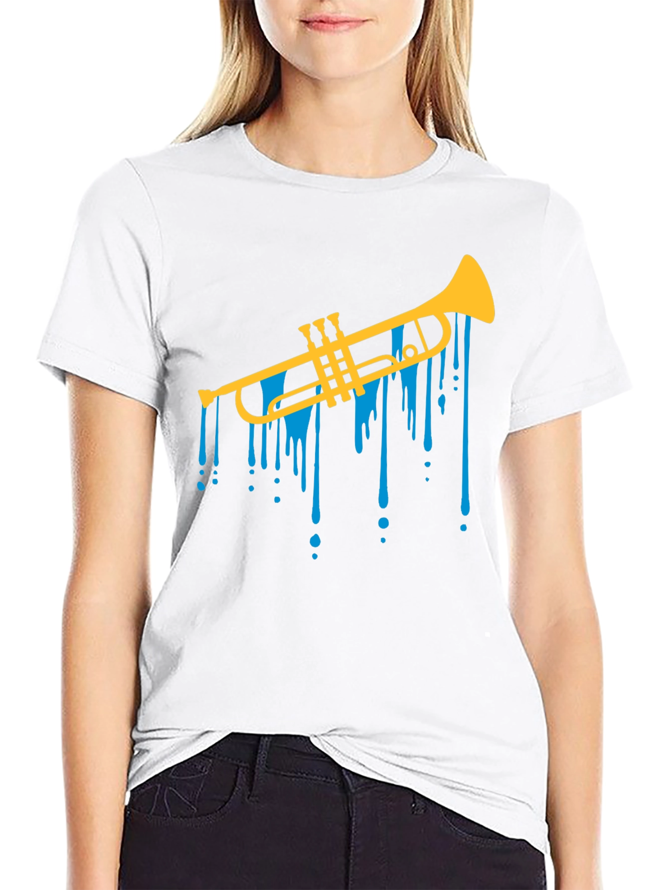 Black Trumpet Drip Graphic Tee - Cool Musical T-Shirt view 9