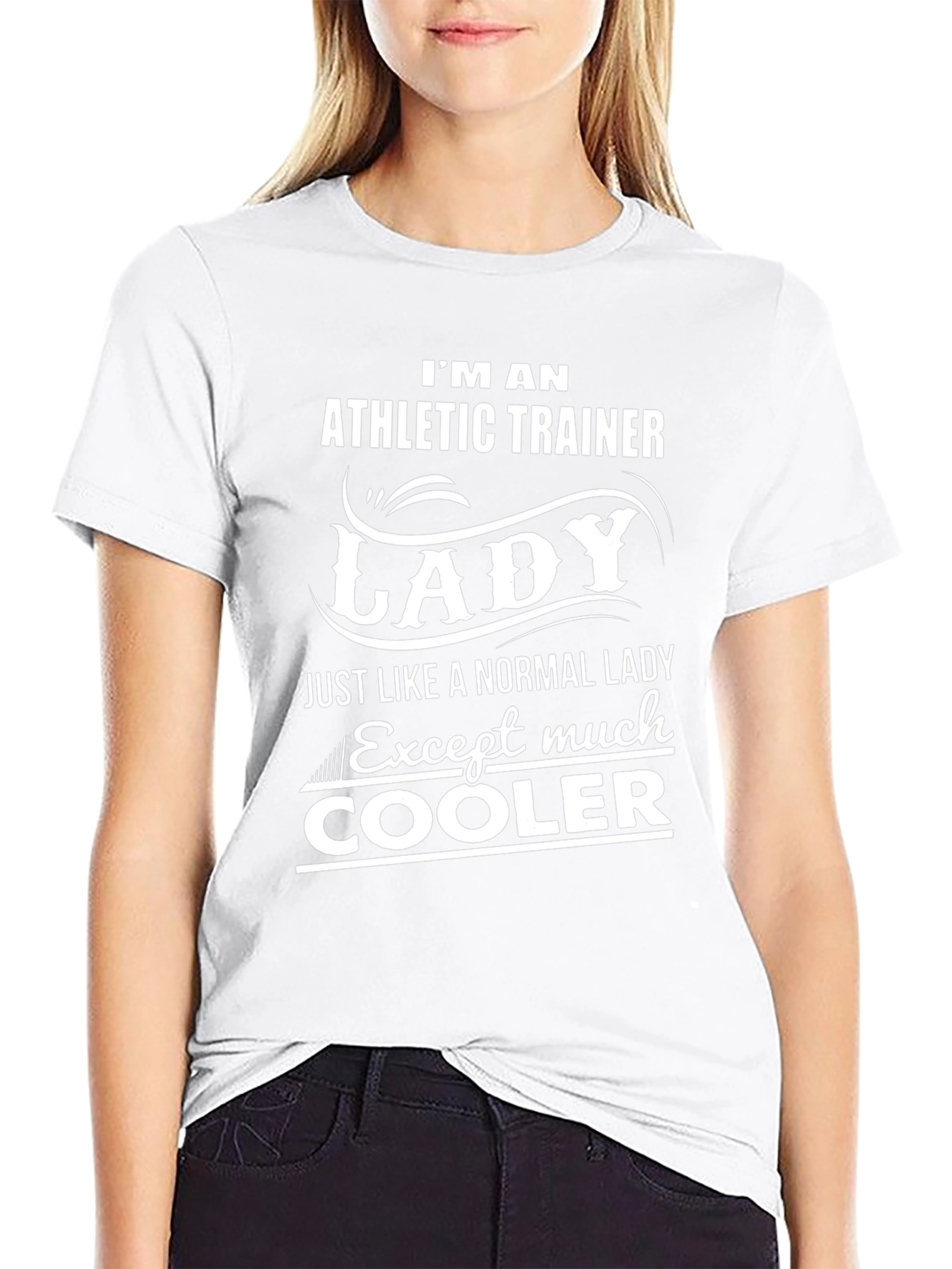 Black Athletic Trainer Lady T-Shirt - Cool & Unique Design view 9