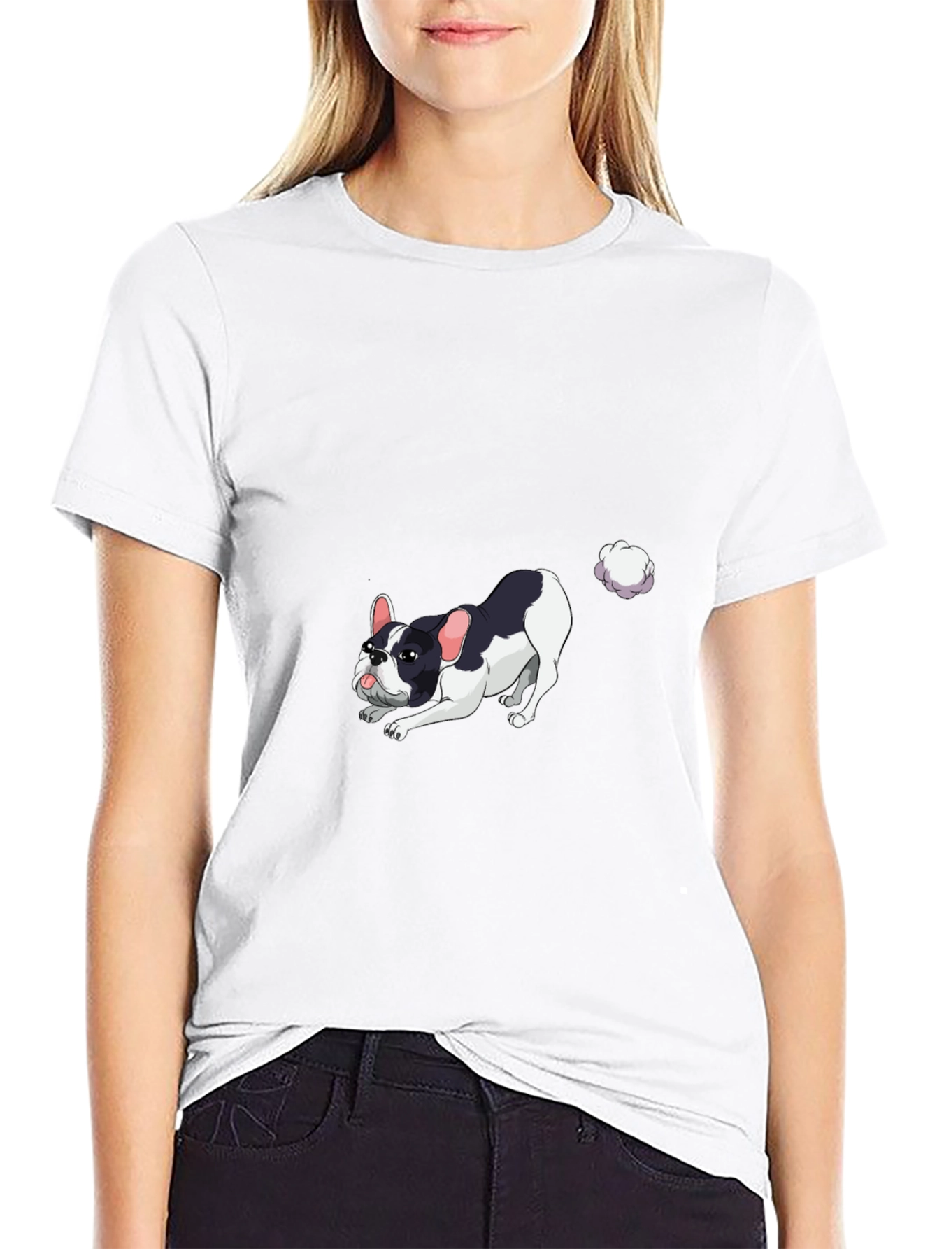 Black Dog Fart T-Shirt, Black Cotton Tee view 9