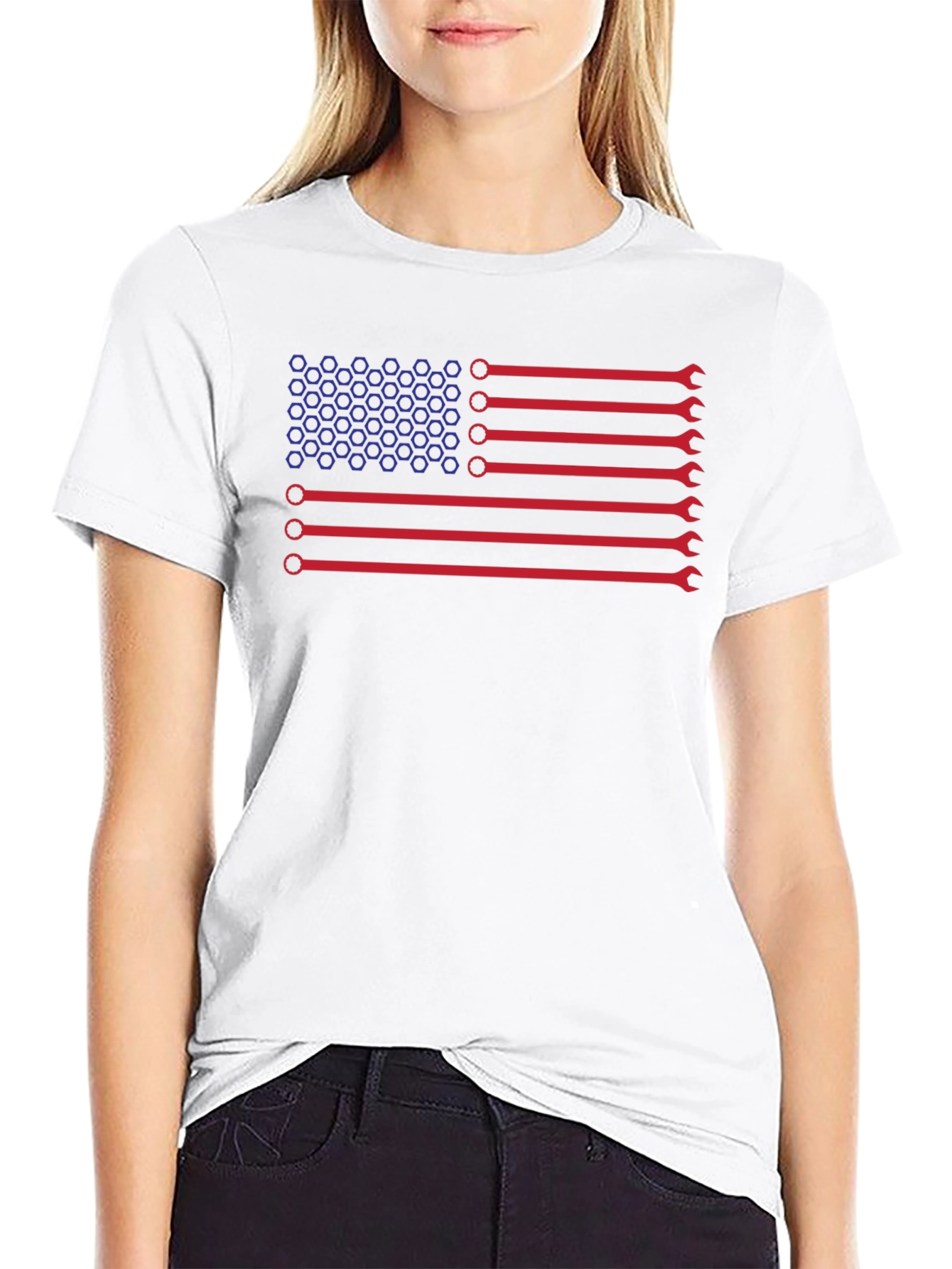 Black Mechanic American Flag T-Shirt view 9