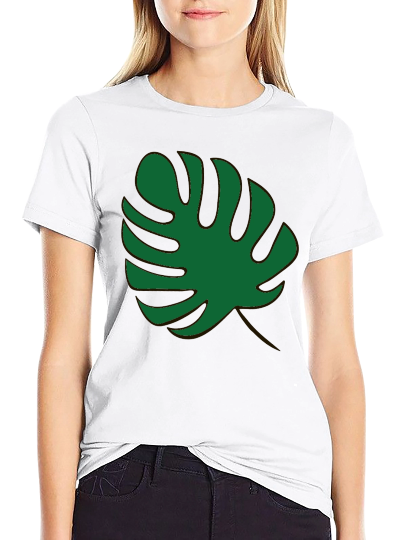 Black Tropical Monstera Leaf Black T-Shirt view 9