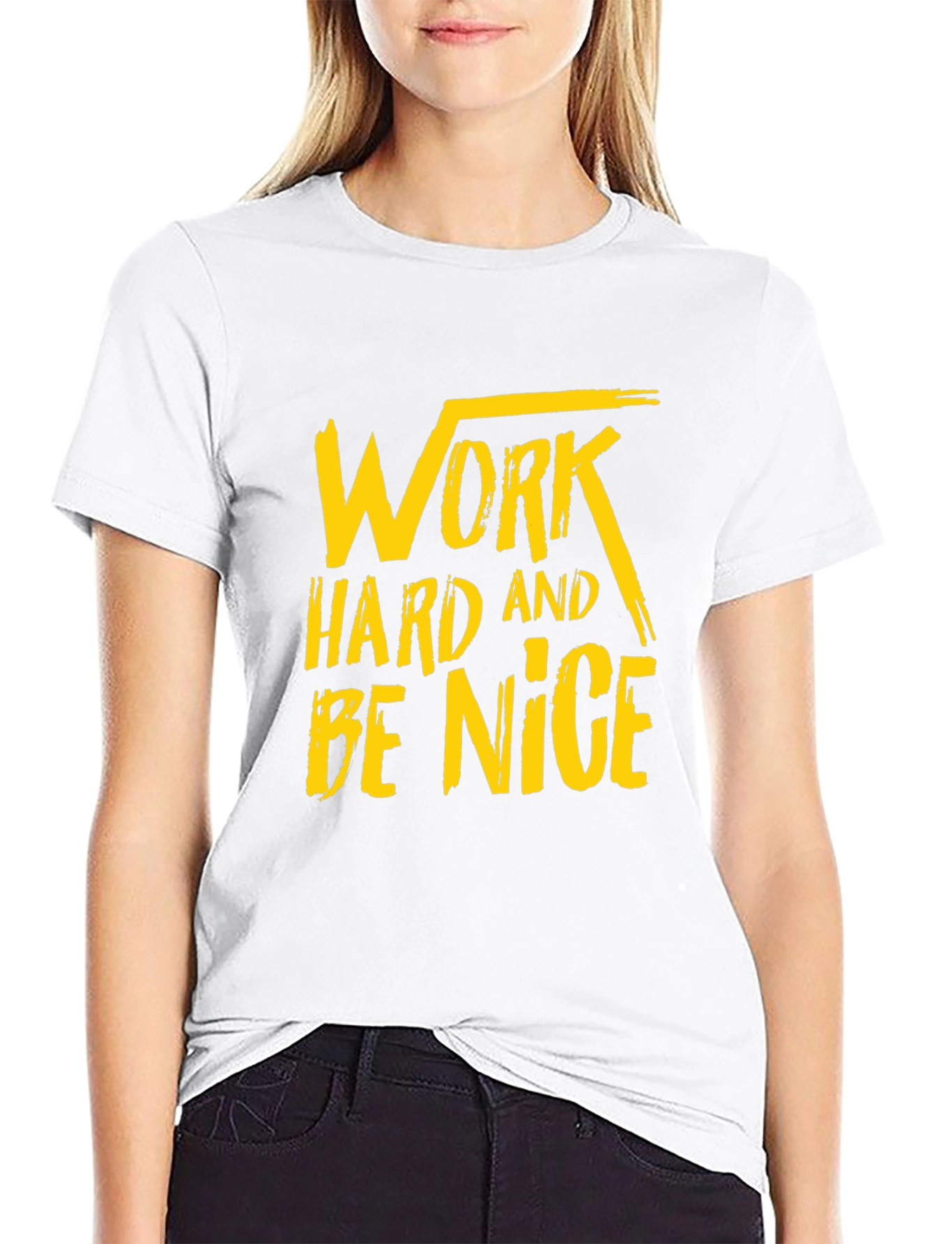 Black Work Hard Be Nice Graphic Tee view 9