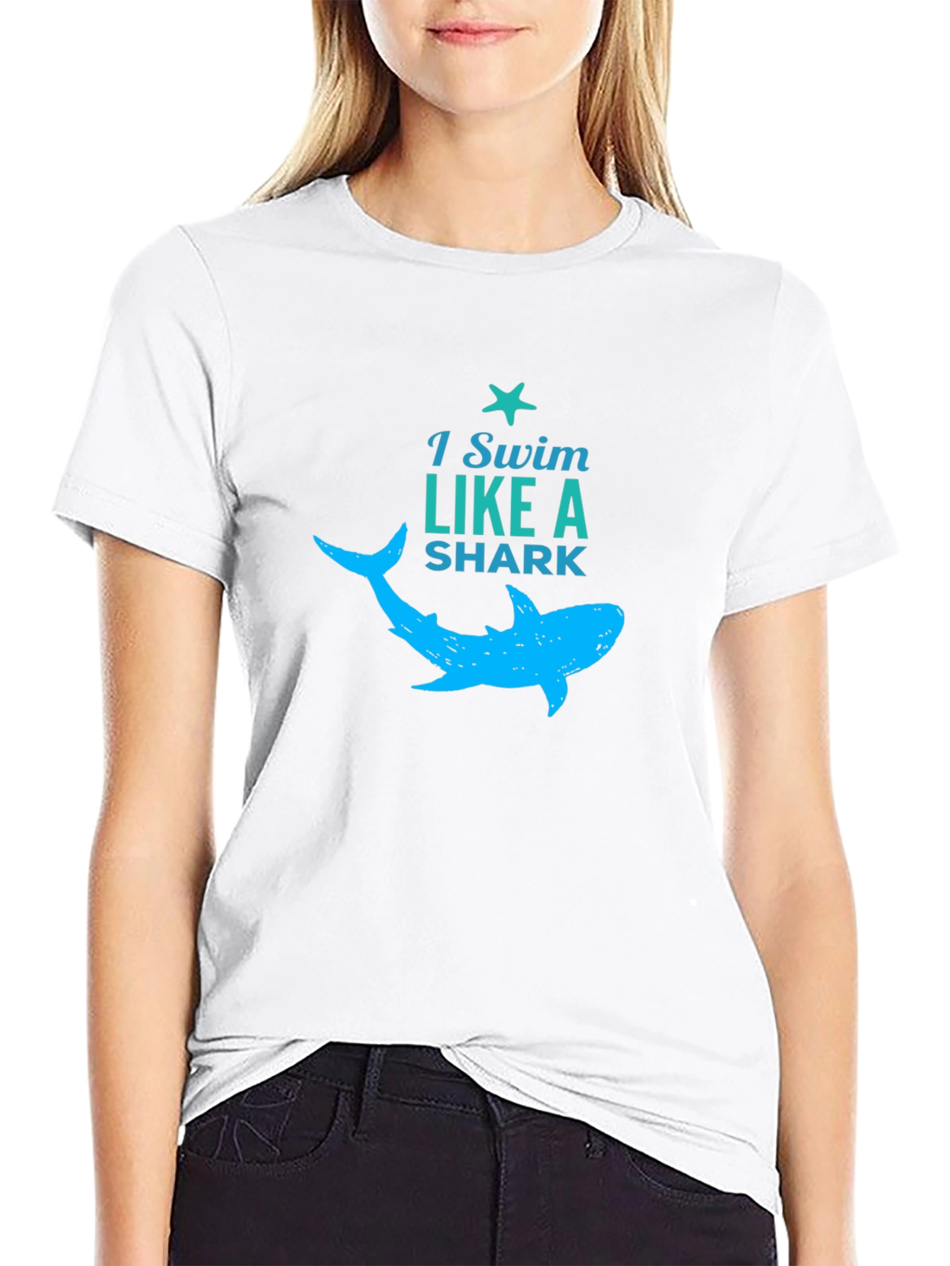 Black I Swim Like a Shark Graphic Tee view 9