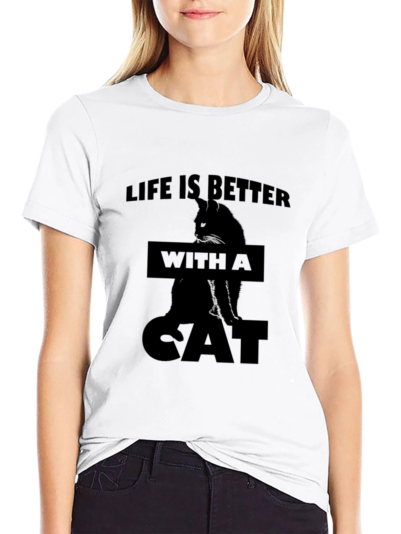 Black Life is Better with a Cat Black T-Shirt view 9
