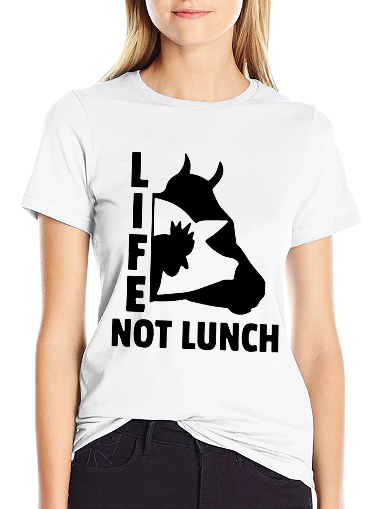 Black Life Not Lunch T-Shirt - Vegan Graphic Tee view 9