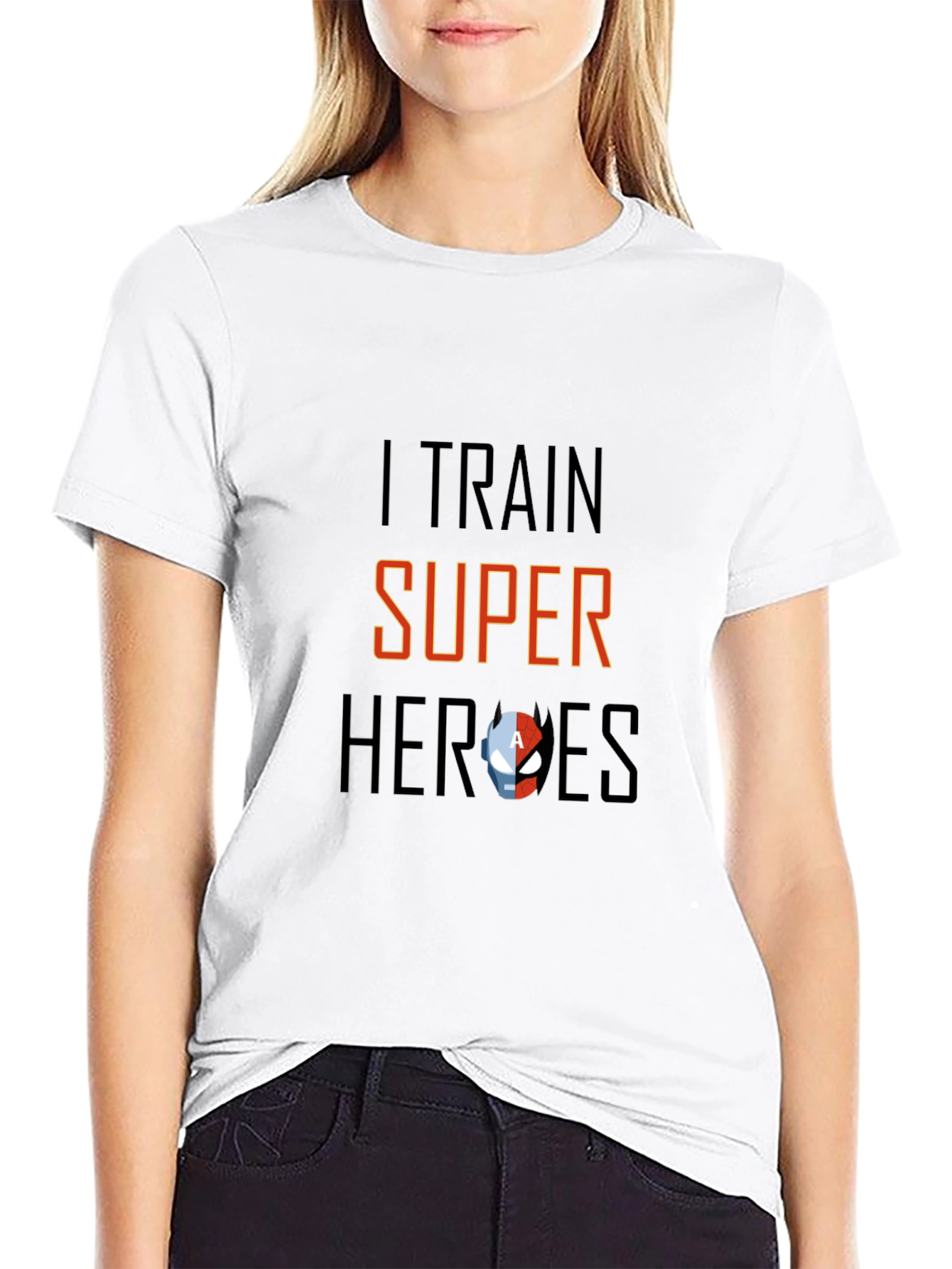Black I Train Super Heroes Graphic T-Shirt view 9