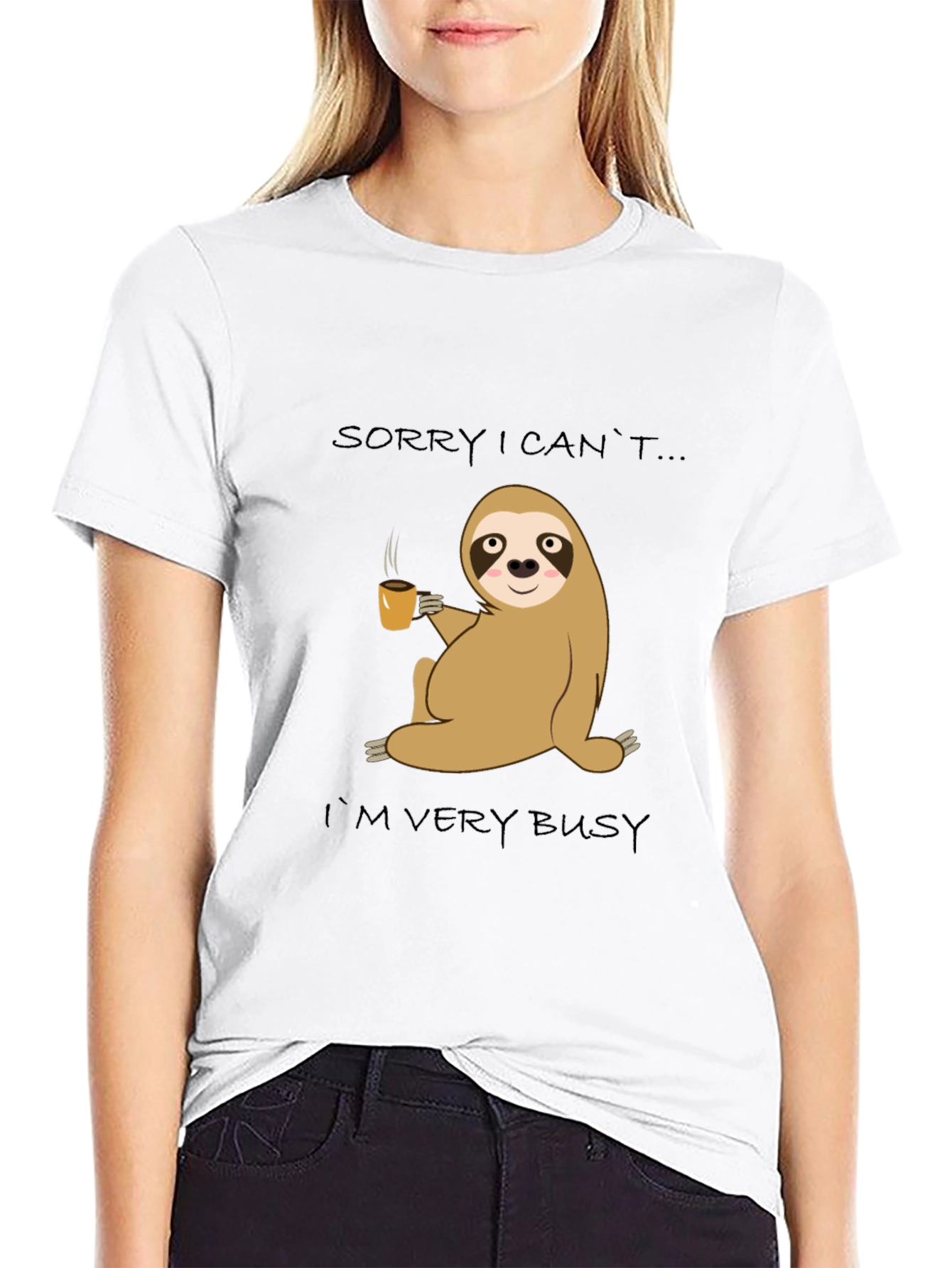 Black Busy Sloth Coffee T-Shirt - Relaxed & Comfy Style view 9