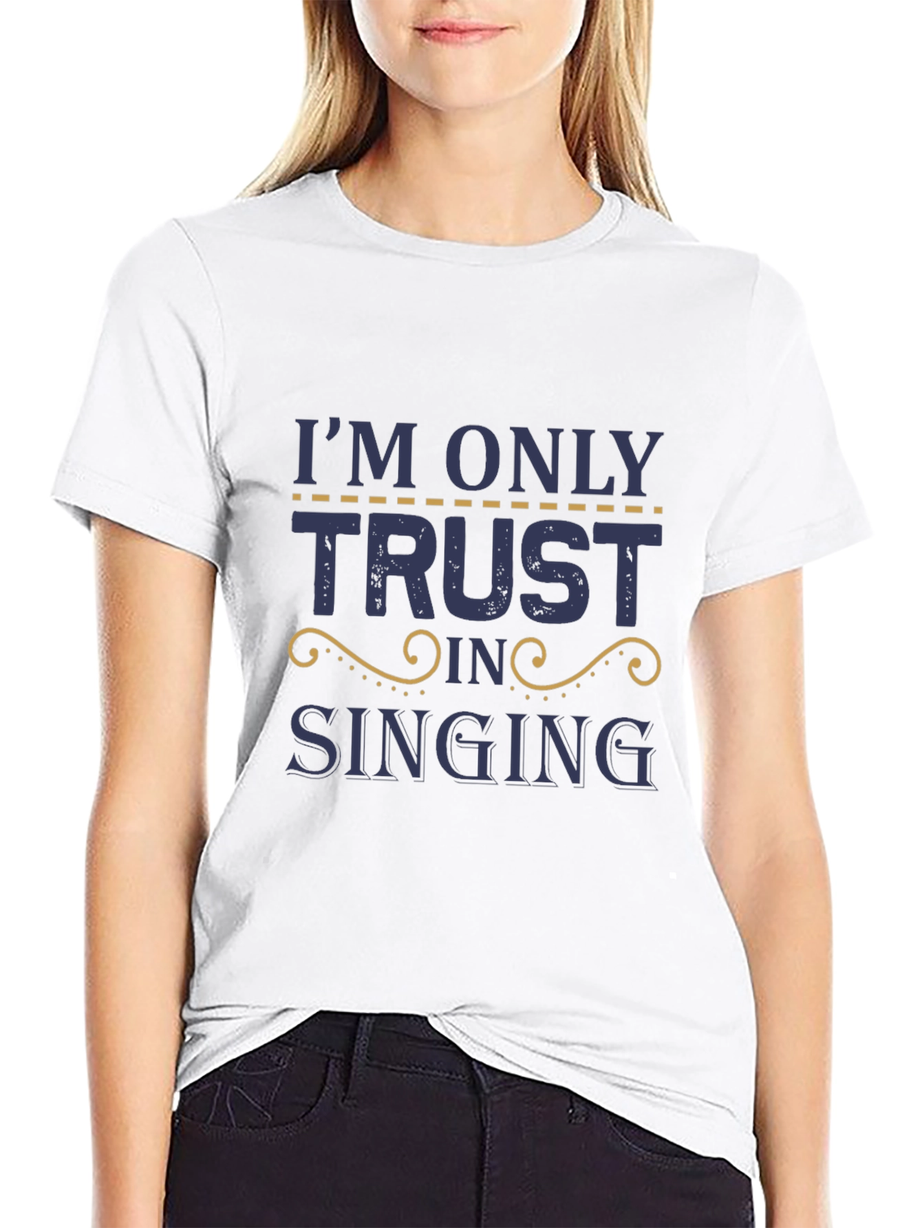 Black Trust In Singing T-Shirt - Black Cotton Tee view 9