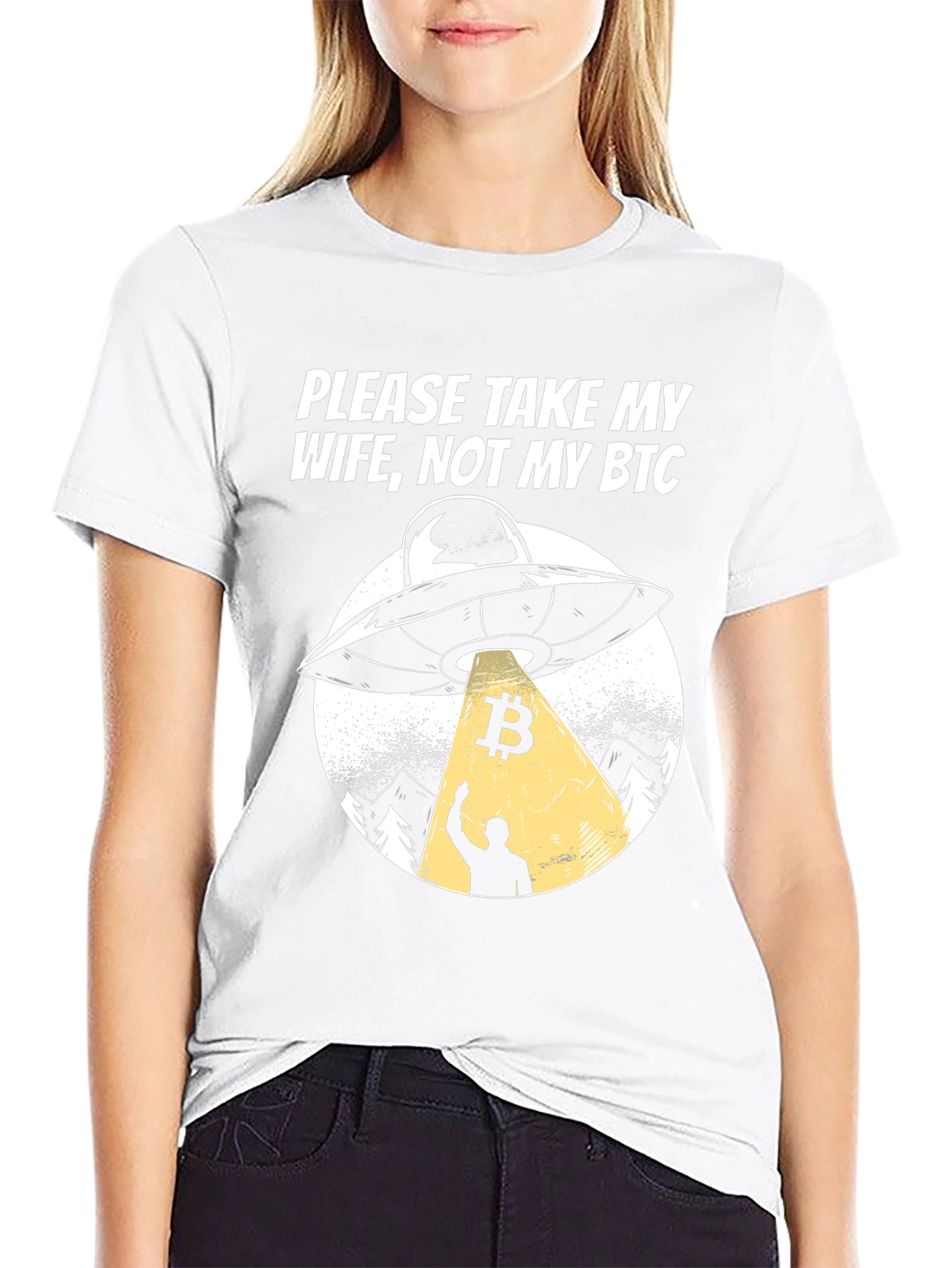 Black Take My Wife, Not My BTC UFO Graphic T-Shirt view 9