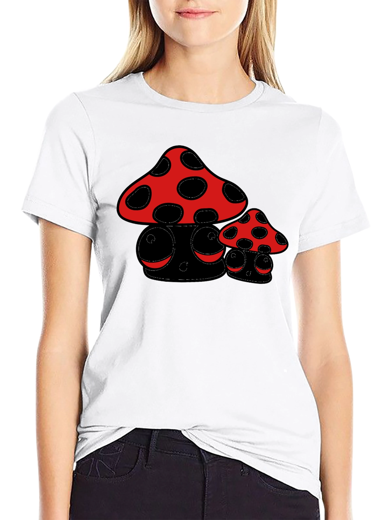 Black Funky Mushroom Graphic Tee view 9
