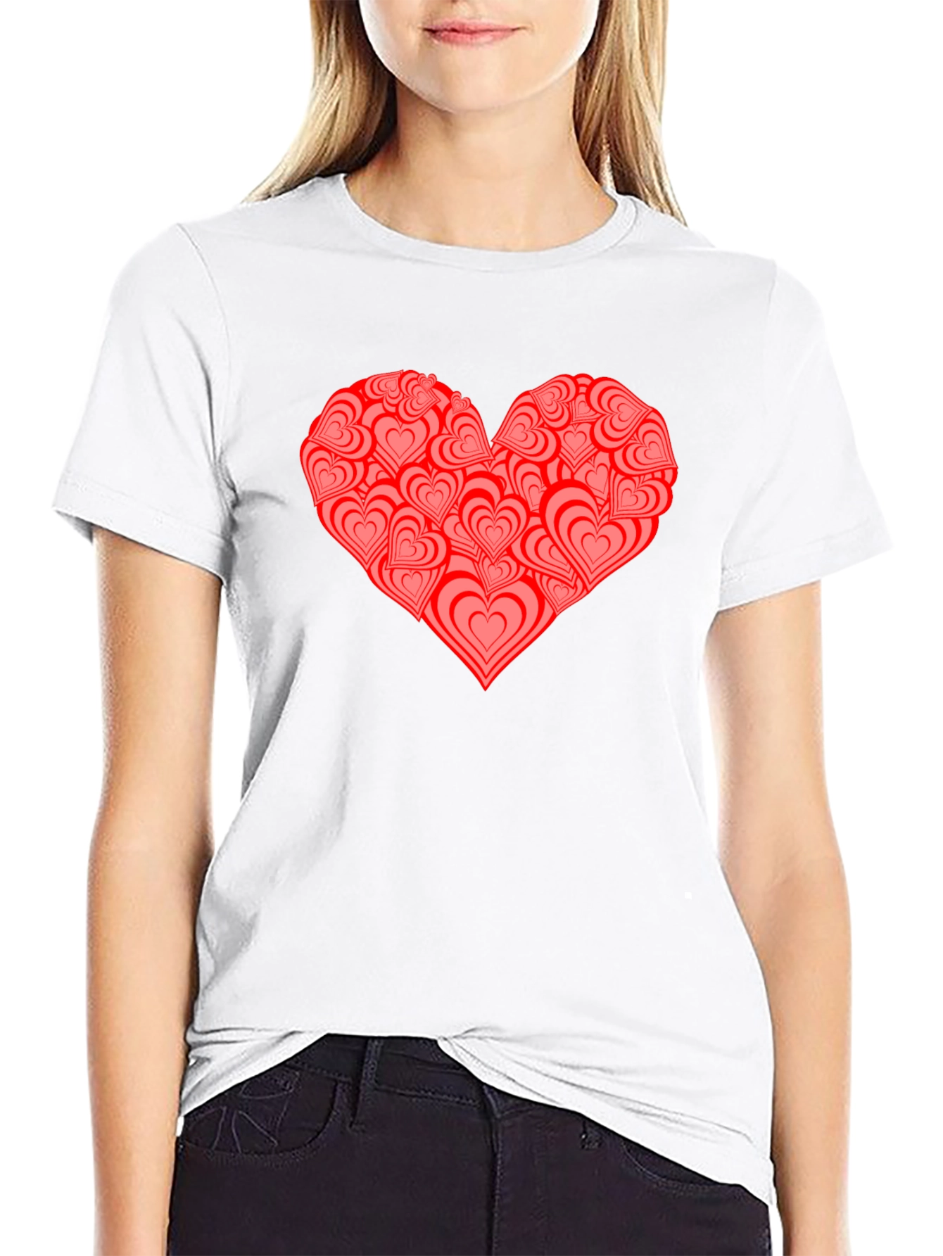 Black Heart Print Black T-Shirt view 9