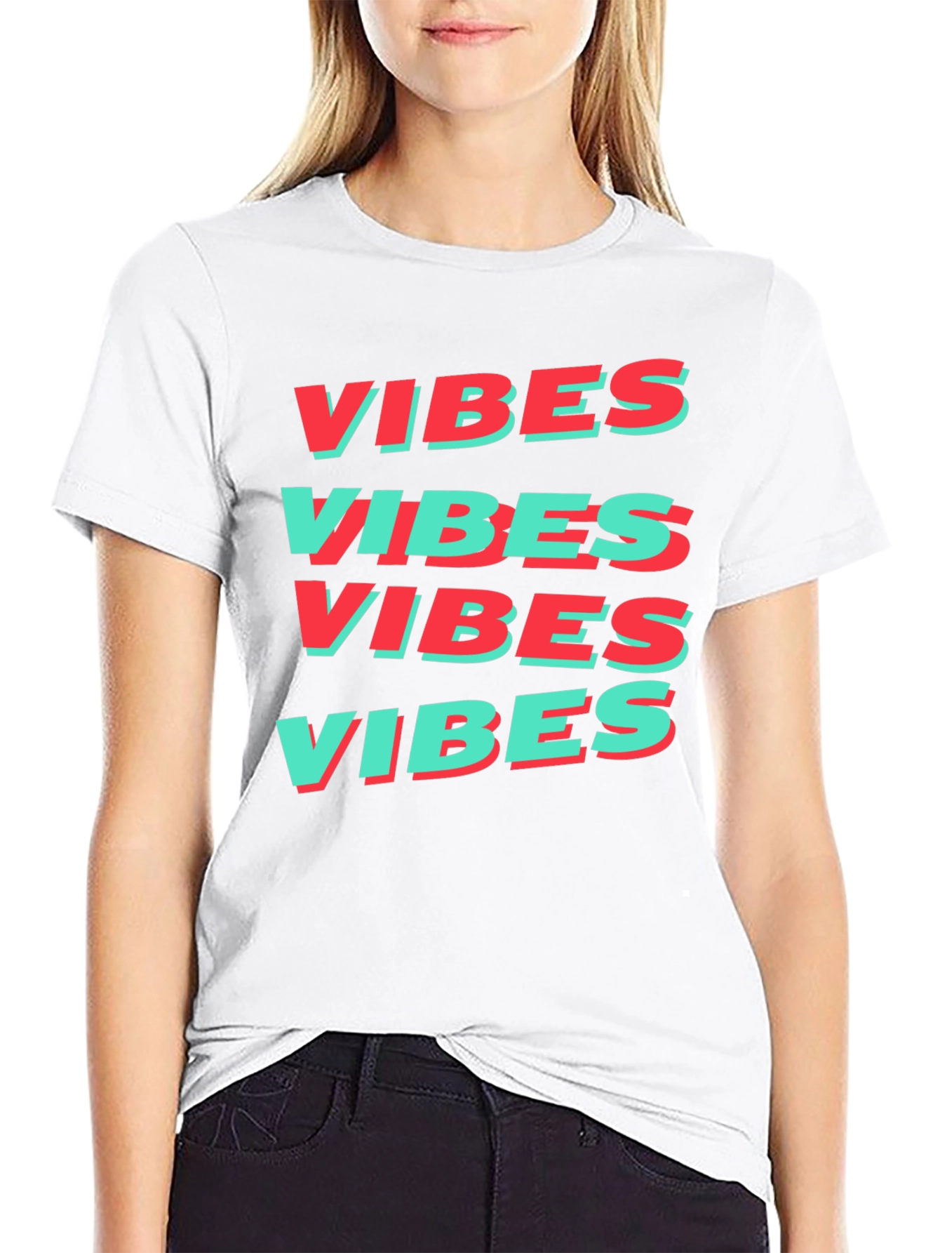 Black Retro VIBES Graphic Print Tee view 9