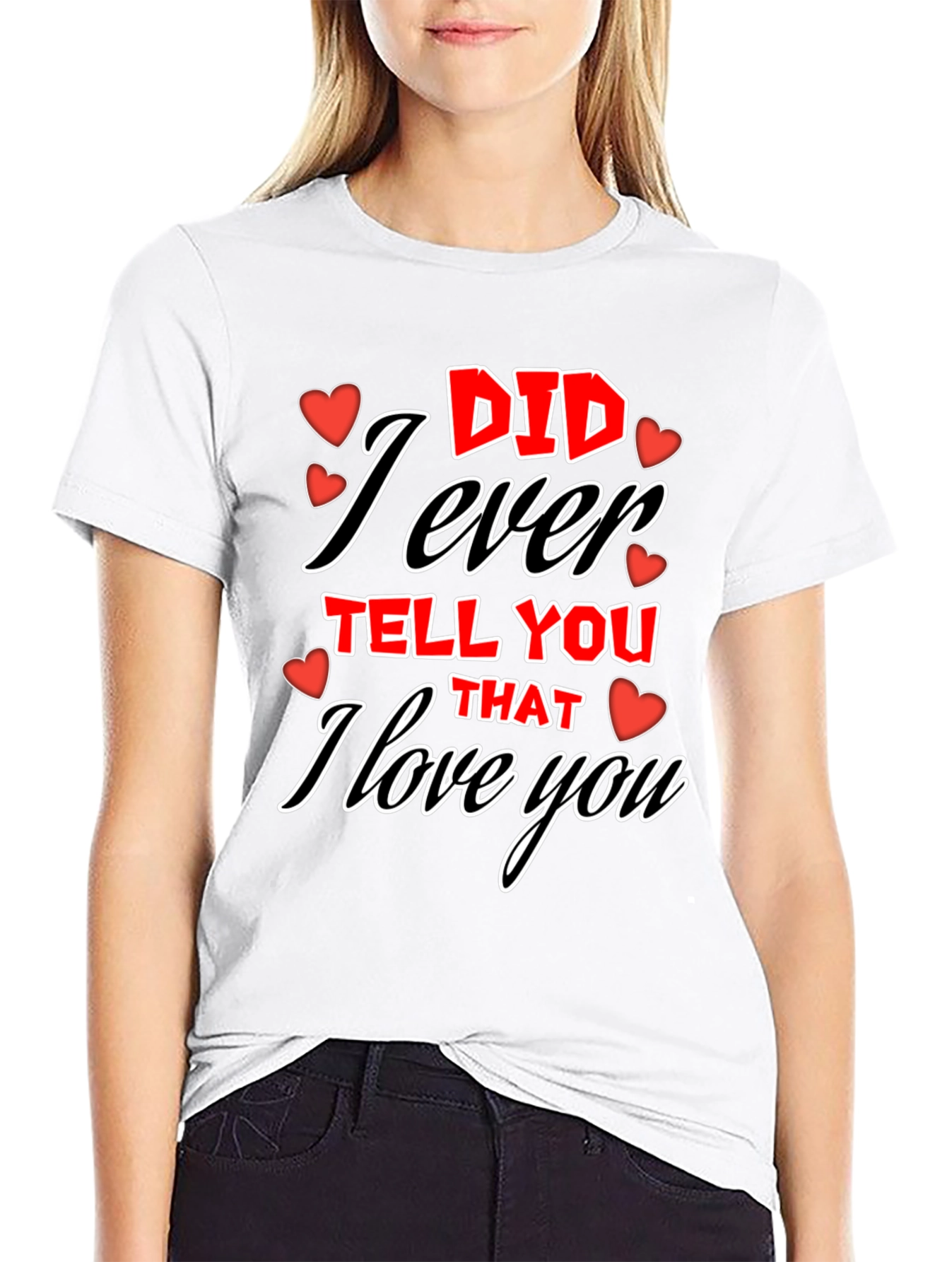 Black I Love You Graphic Tee - Valentine's Day T-Shirt view 9