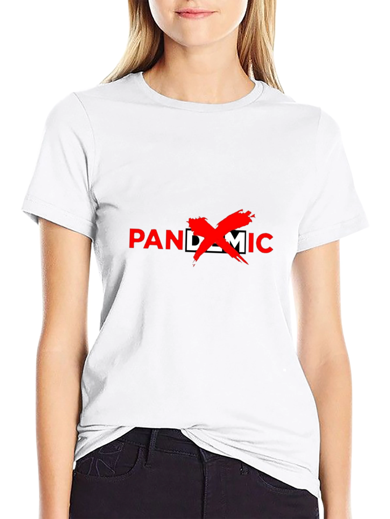 Black Pandemic Crossed Out Graphic T-Shirt view 9