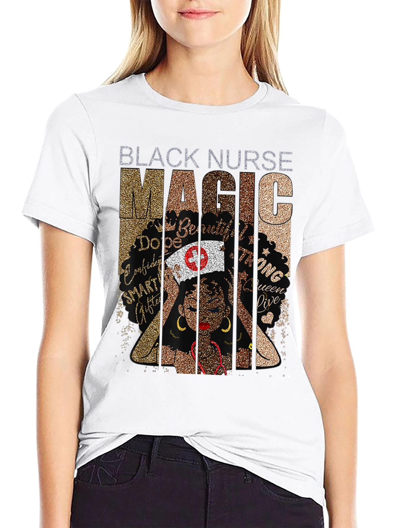 Black Black Nurse Magic Graphic T-Shirt view 9