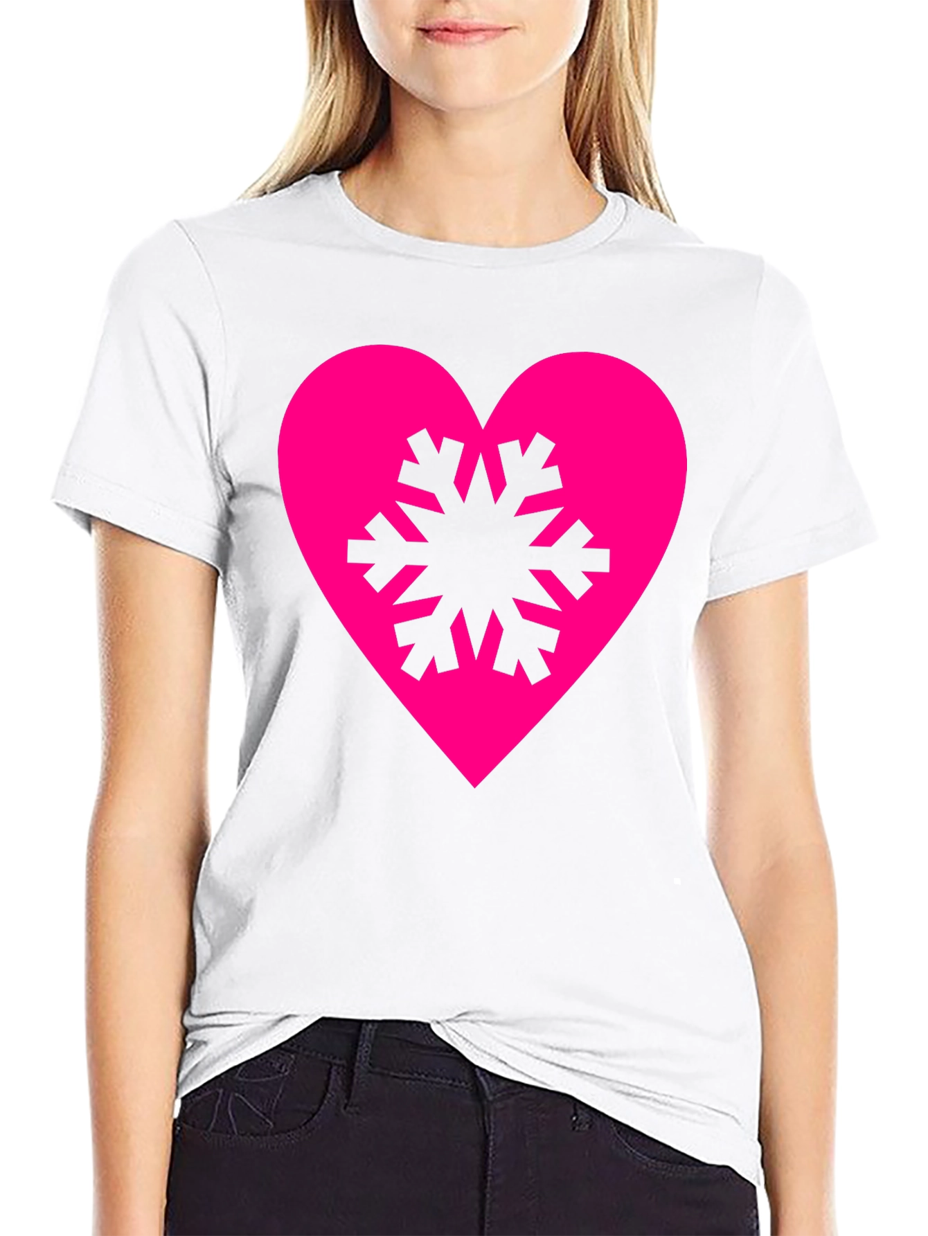 Black Heart Snowflake Graphic Tee - Stylish Black T-Shirt view 9