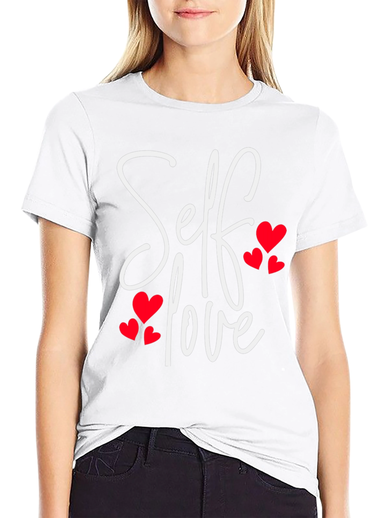 Black Self Love Heart Tee - Black Casual T-Shirt view 9