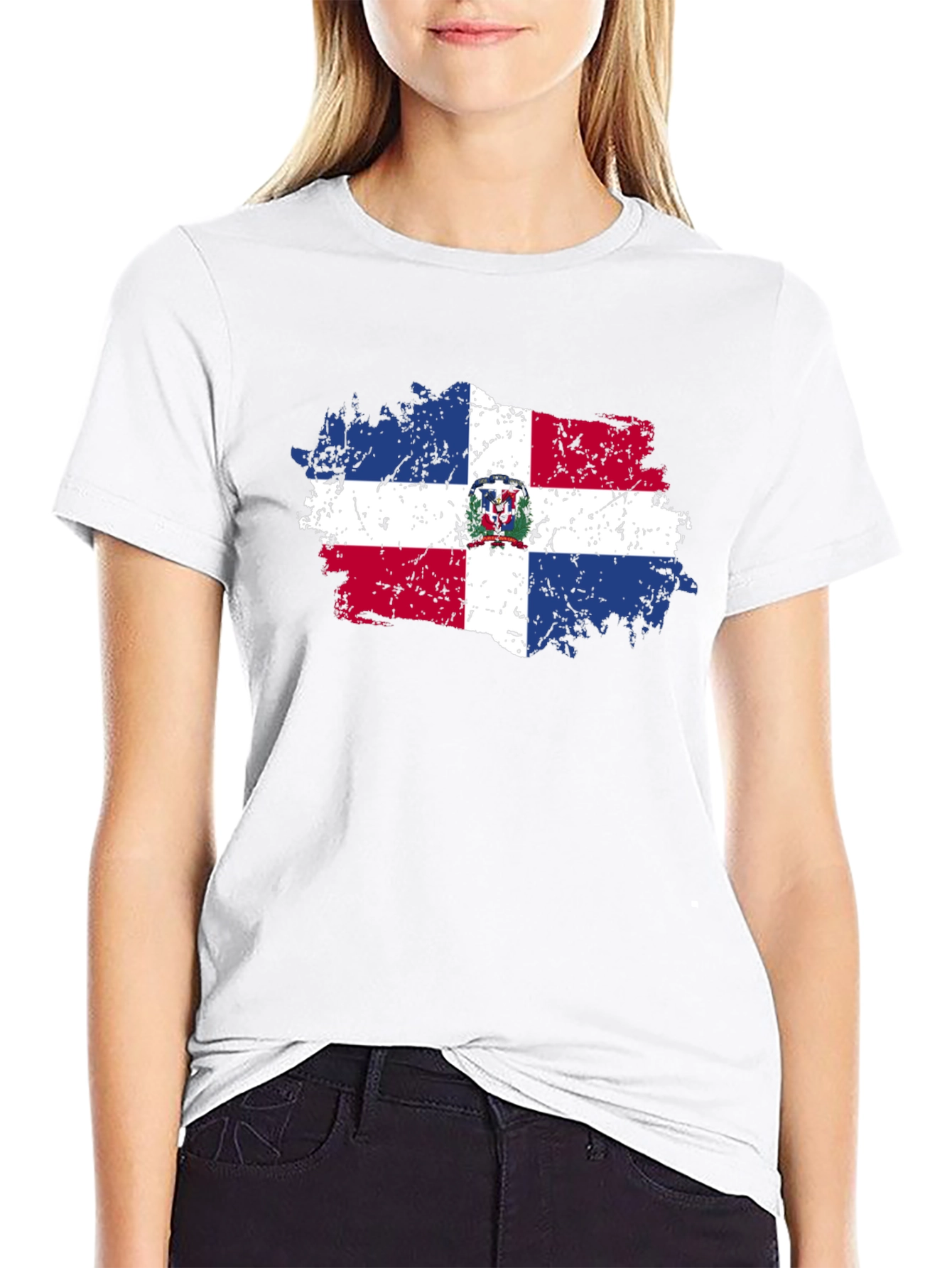 Black Dominican Republic Flag T-Shirt view 9