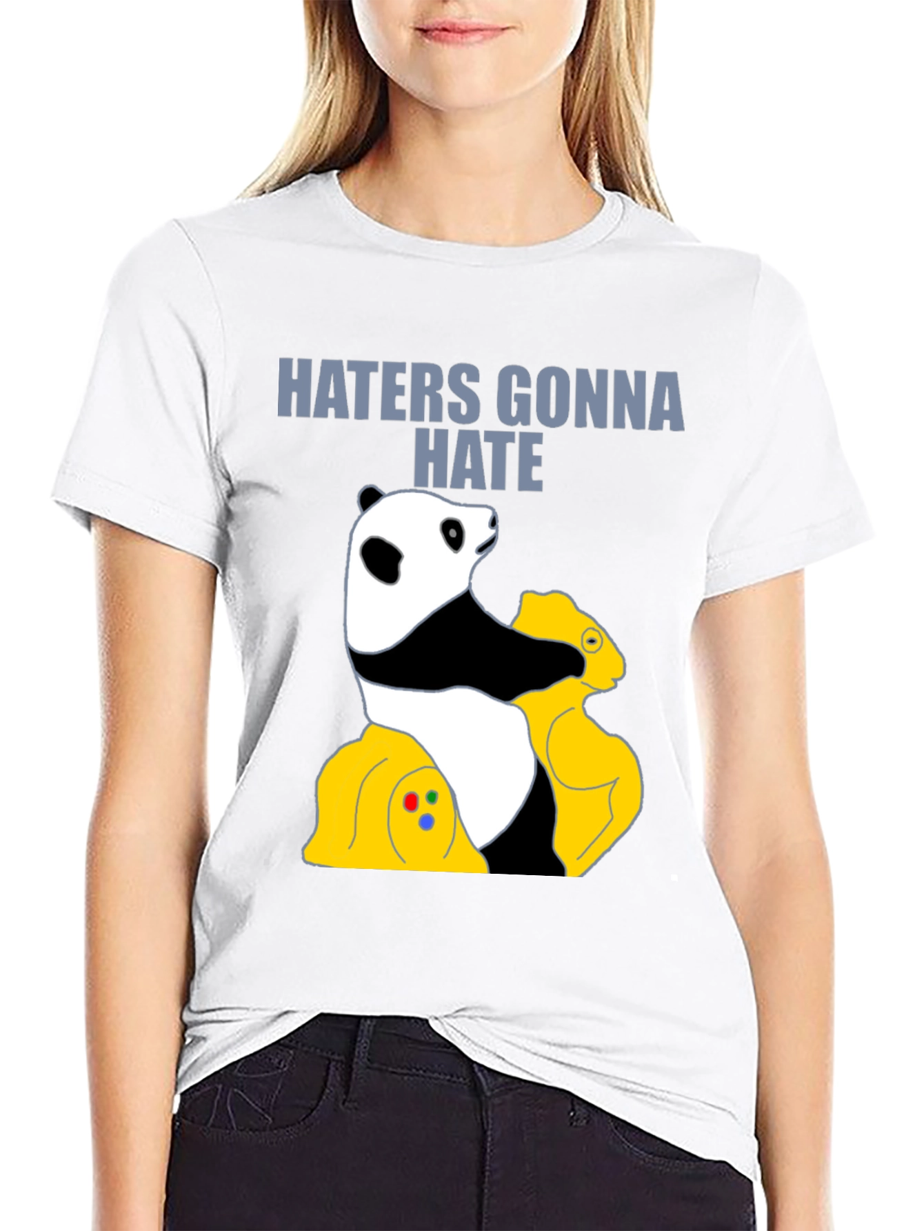 Black Haters Gonna Hate Panda T-Shirt - Gamer Style view 9