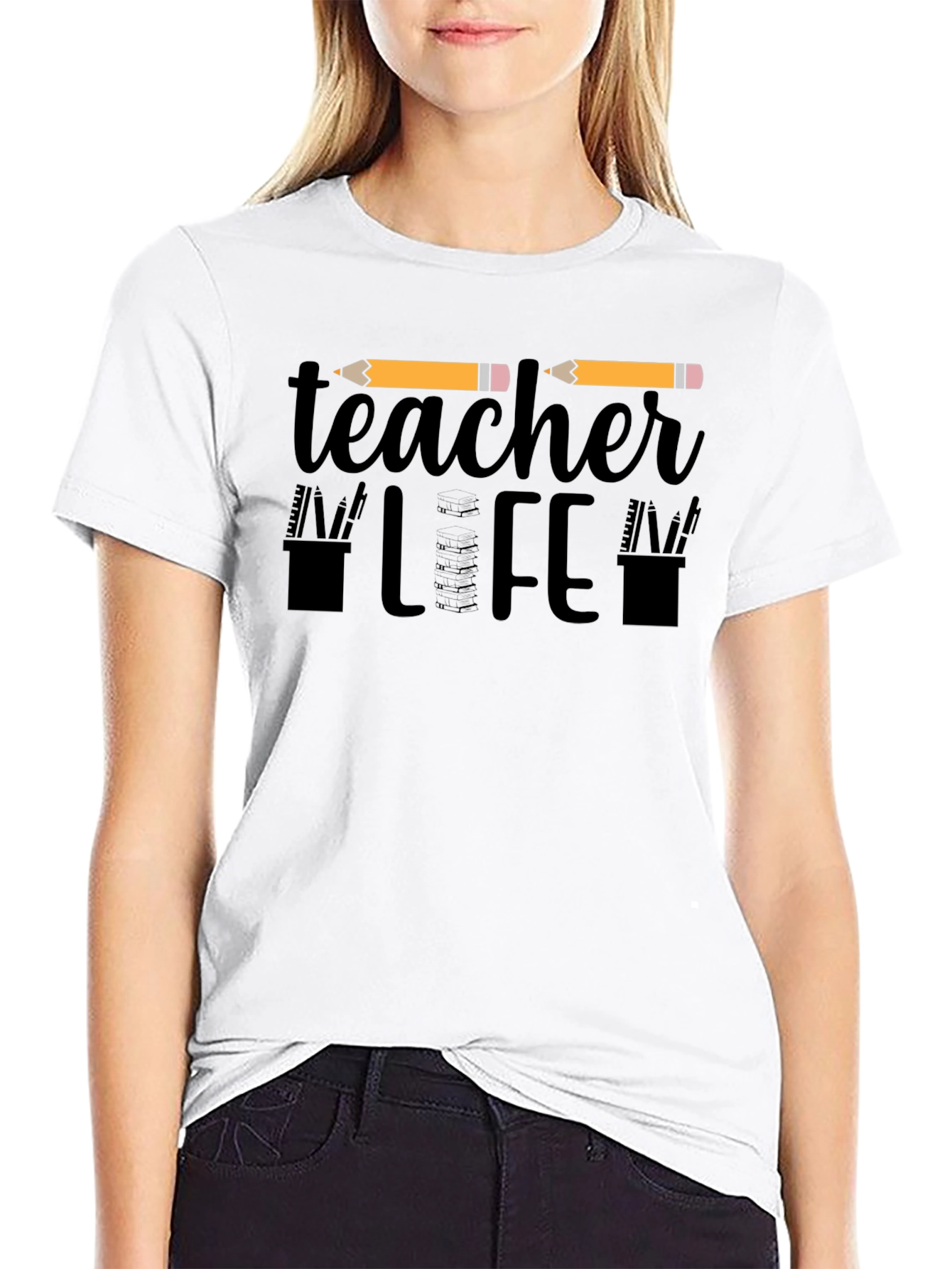 Black Teacher Life Graphic Tee - Black Unisex T-Shirt view 9