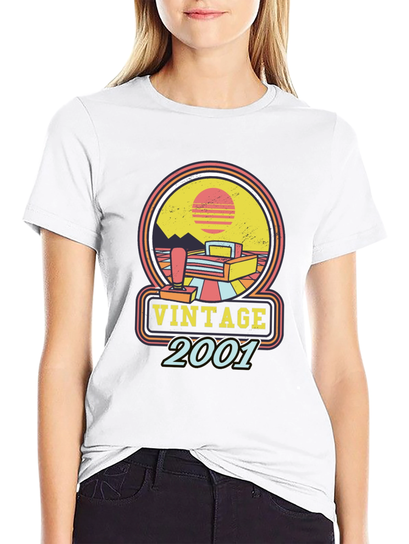 Black Vintage 2001 Gamer T-Shirt - Retro Style view 9