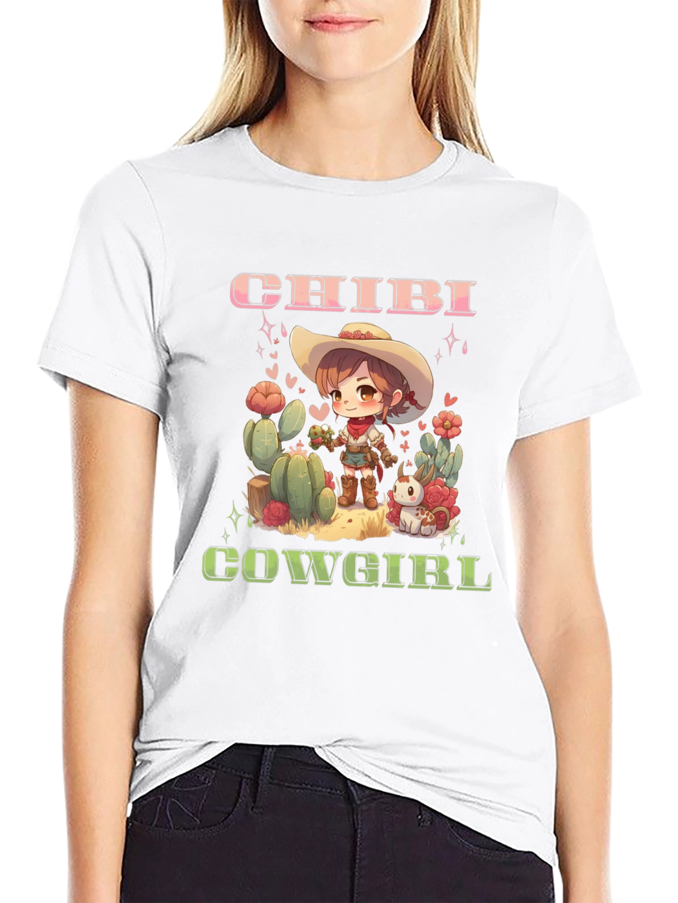 Chibi Cowgirl Graphic Tee - Western Style T-Shirt - 9