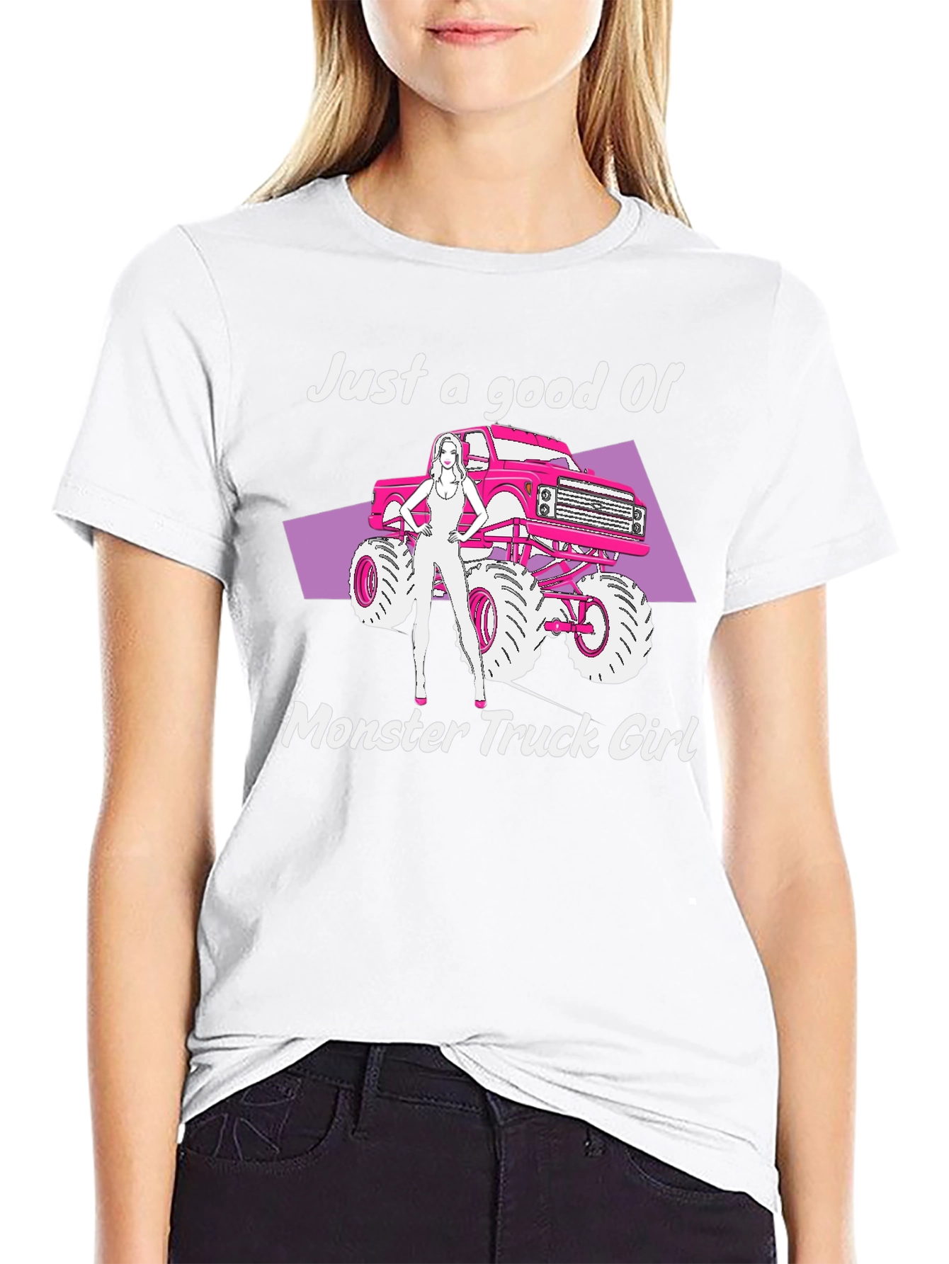 Black Monster Truck Girl Graphic Tee - Black view 9